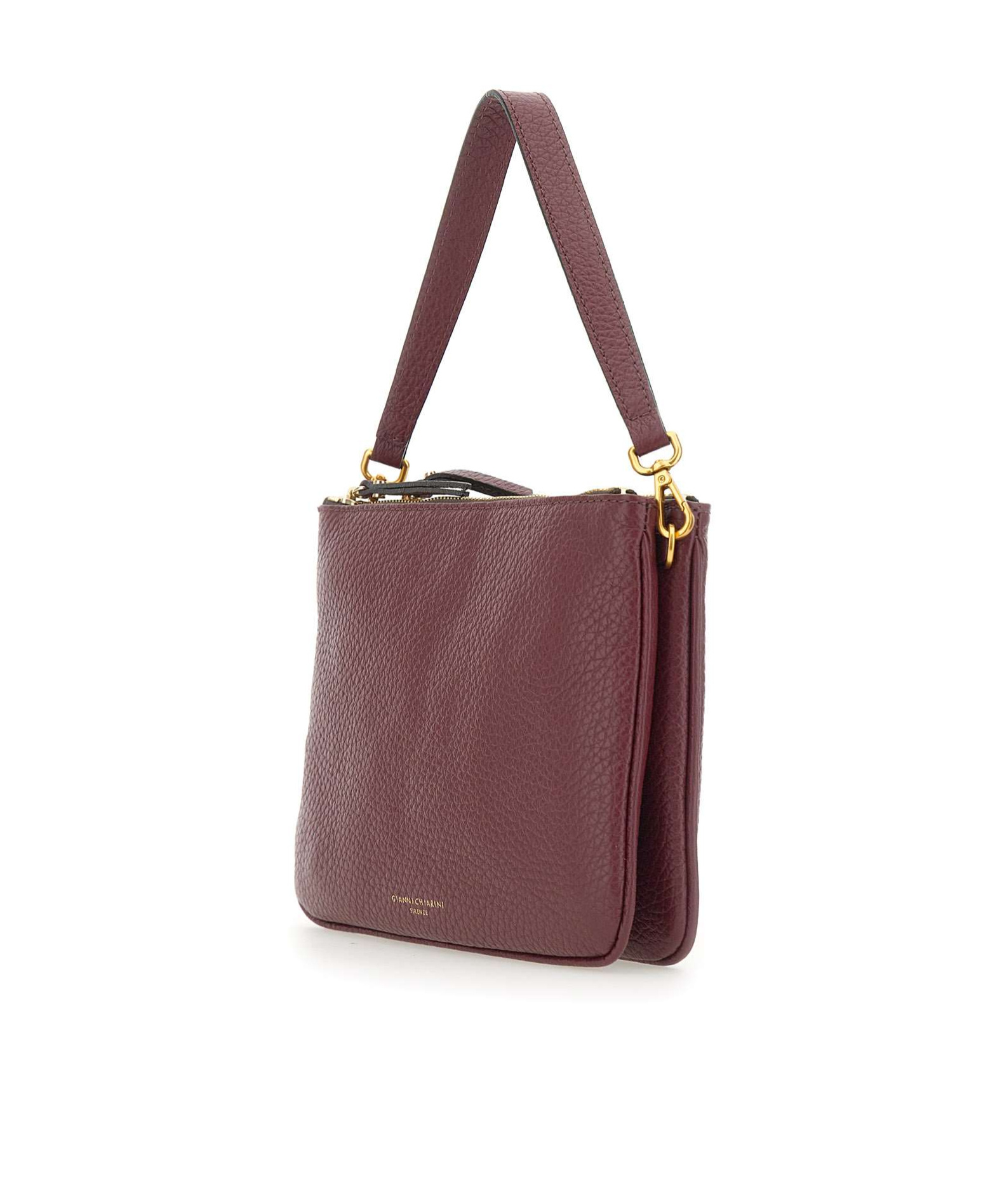 Gianni Chiarini Logo Embossed Zipped Shoulder Bag In Red