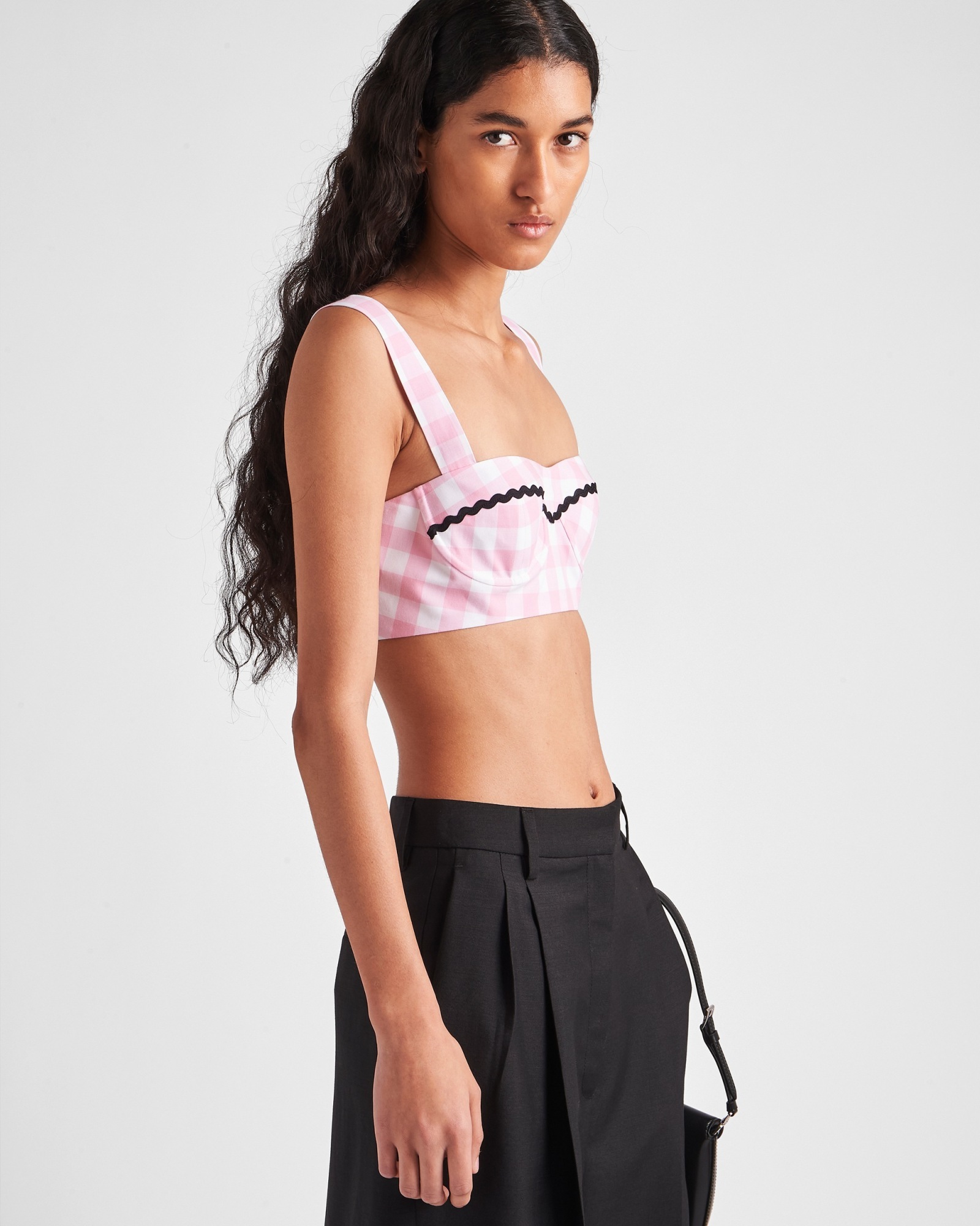 Prada Checkered Bra Vest In Pink