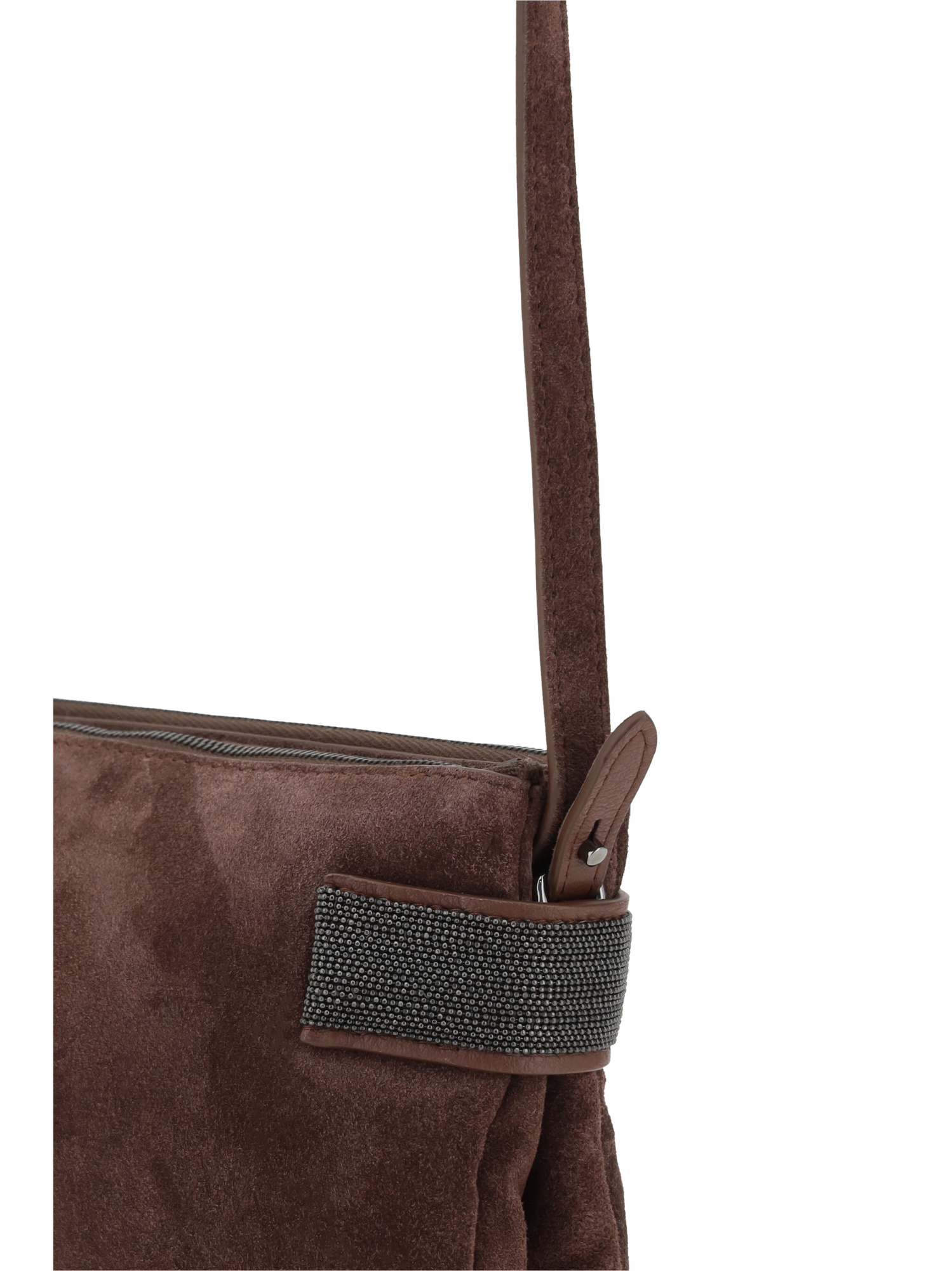 Brunello Cucinelli Essence Mini Monili Calfskin Suede Shoulder Bag In Burgundy