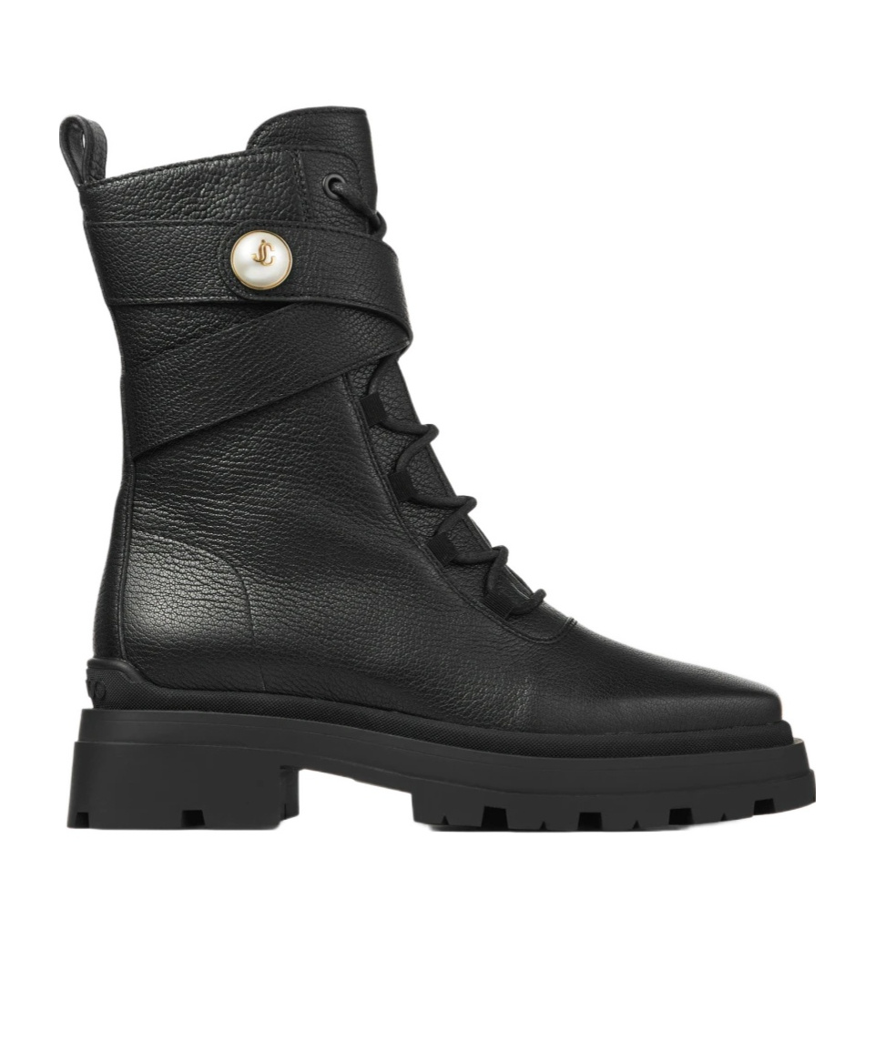 Jimmy Choo Womens Black Noemi 45 Logo-embellished Grained-leather Heeled Ankle Boots In Black