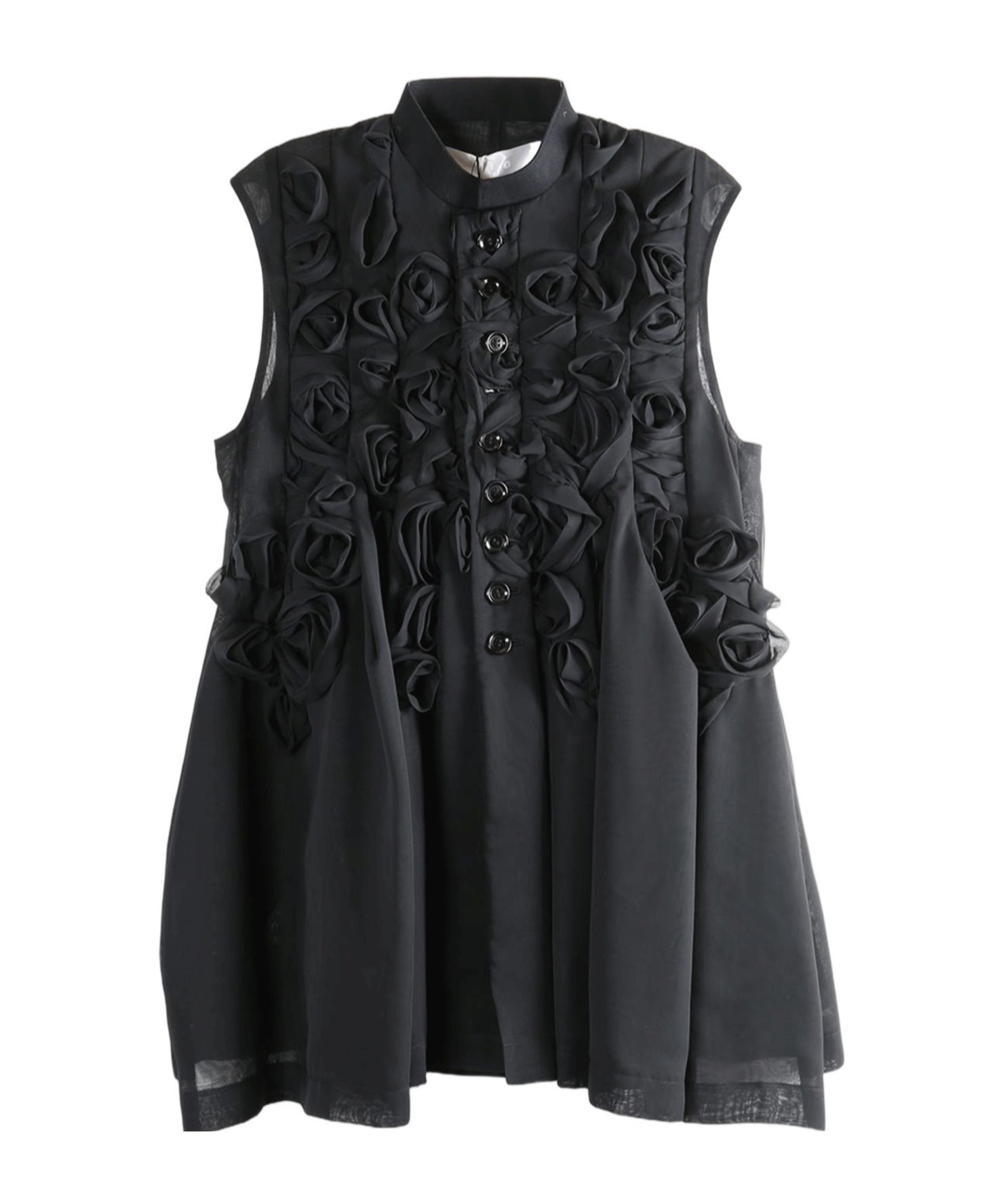 Comme Des Garçons Tao Rose Embellished Button Vest In Black