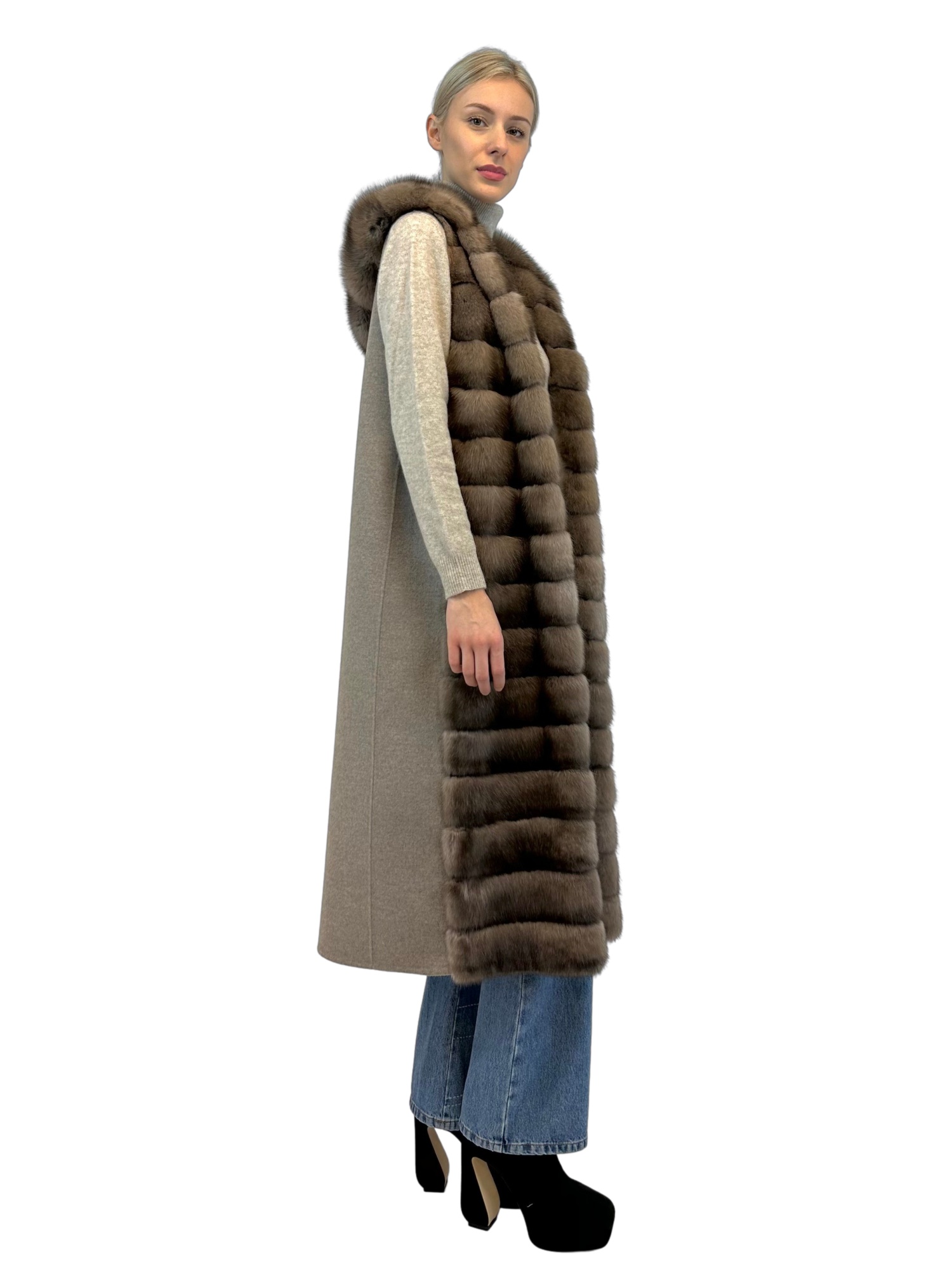 Liska Hooded Fur In Multicolor