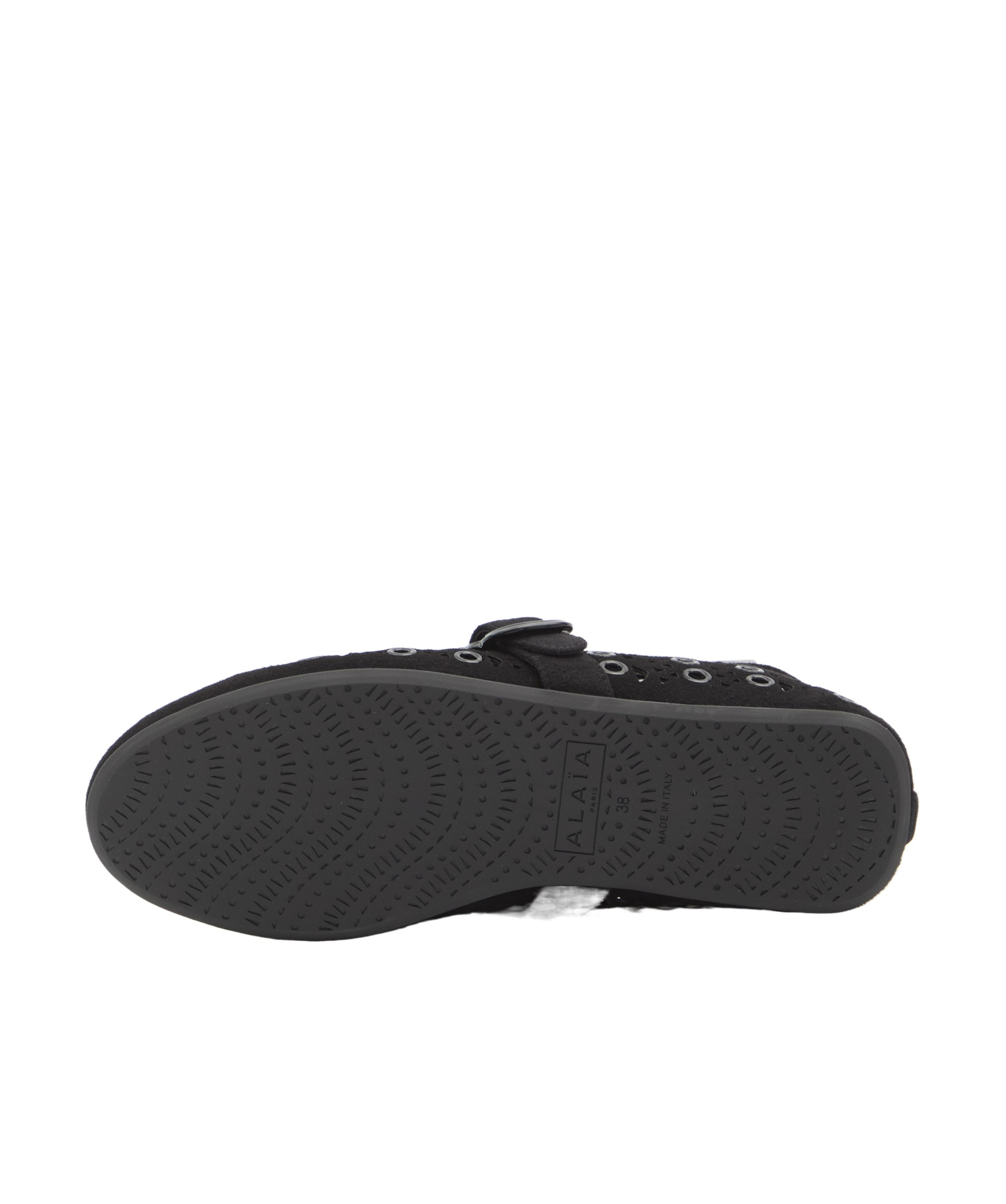 Alaïa Eyelet Detail Suede Ballerina Flats In Black