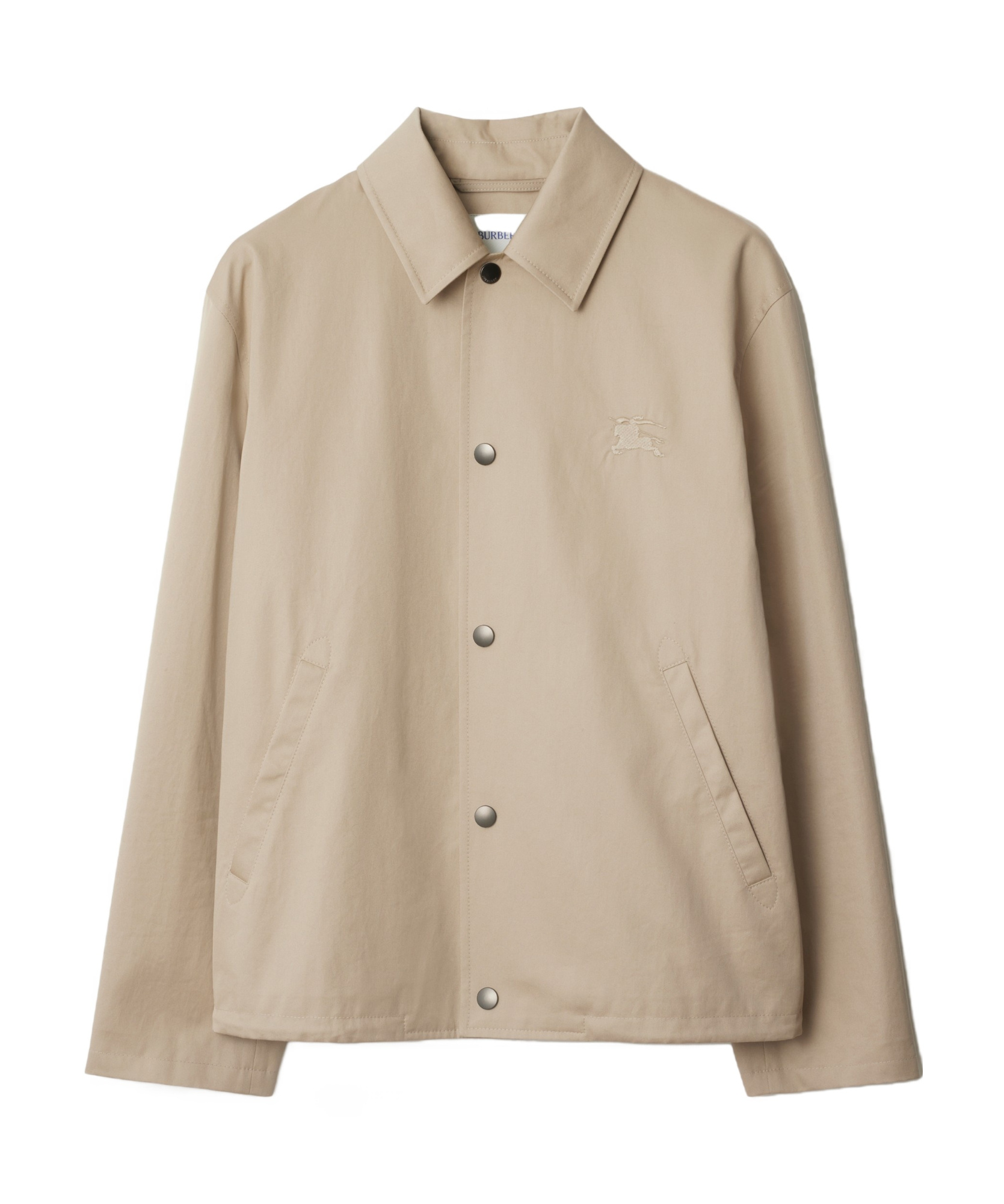 Burberry Gabardine Jacket With Collared Neck And Side Pockets In Nude
