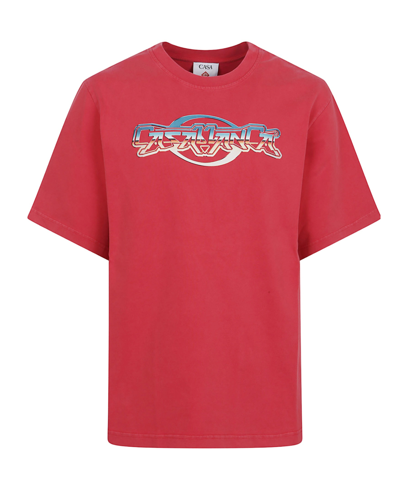Casablanca Oversized Red Cotton T-shirt With Graphic Front Print In Red