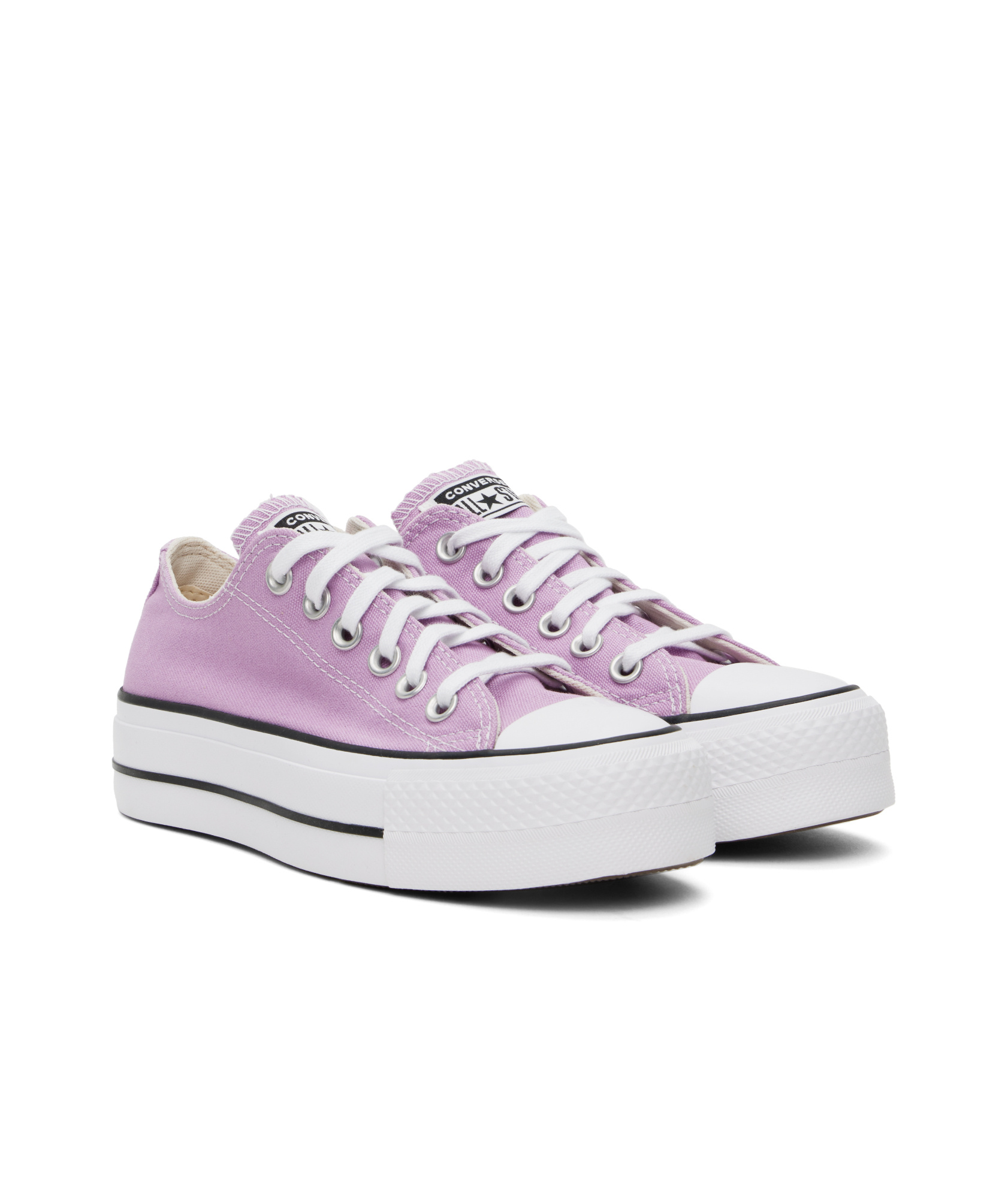 Converse Purple Chuck Taylor All Star Lift Platform Low Top Sneakers In White
