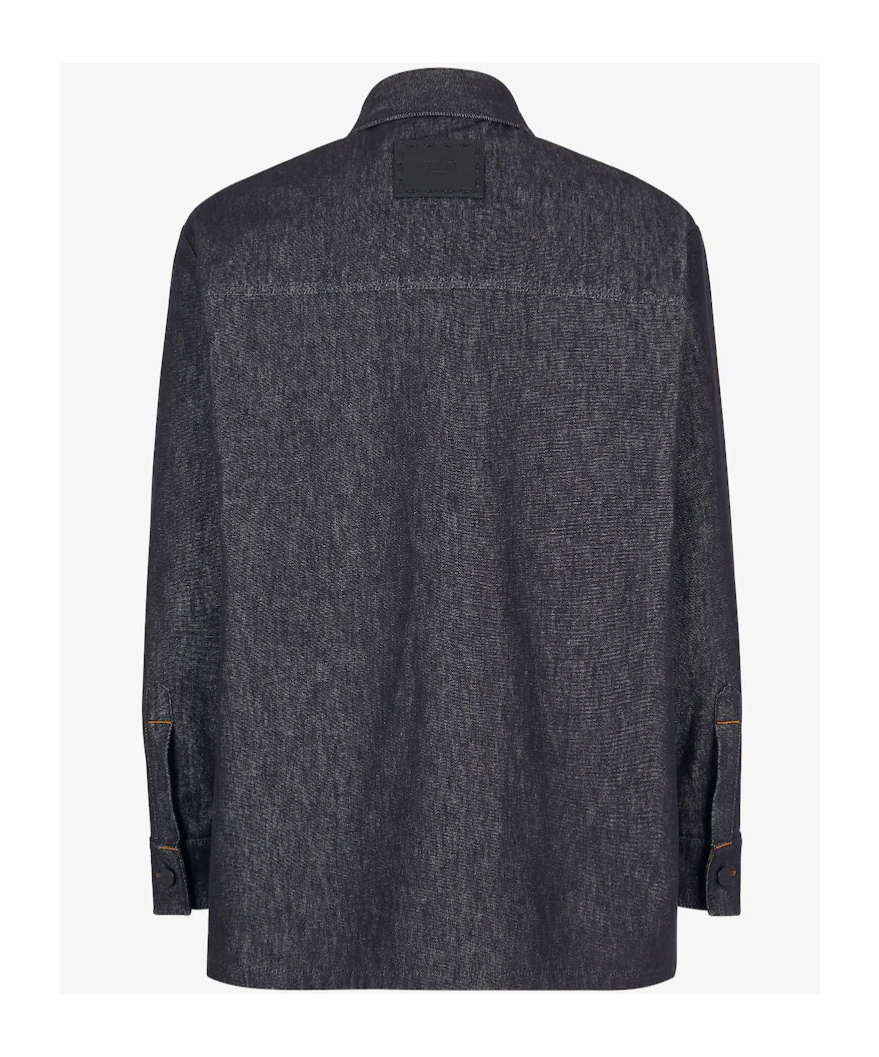 Fendi Dark Blue Denim Selleria Jacket In Black
