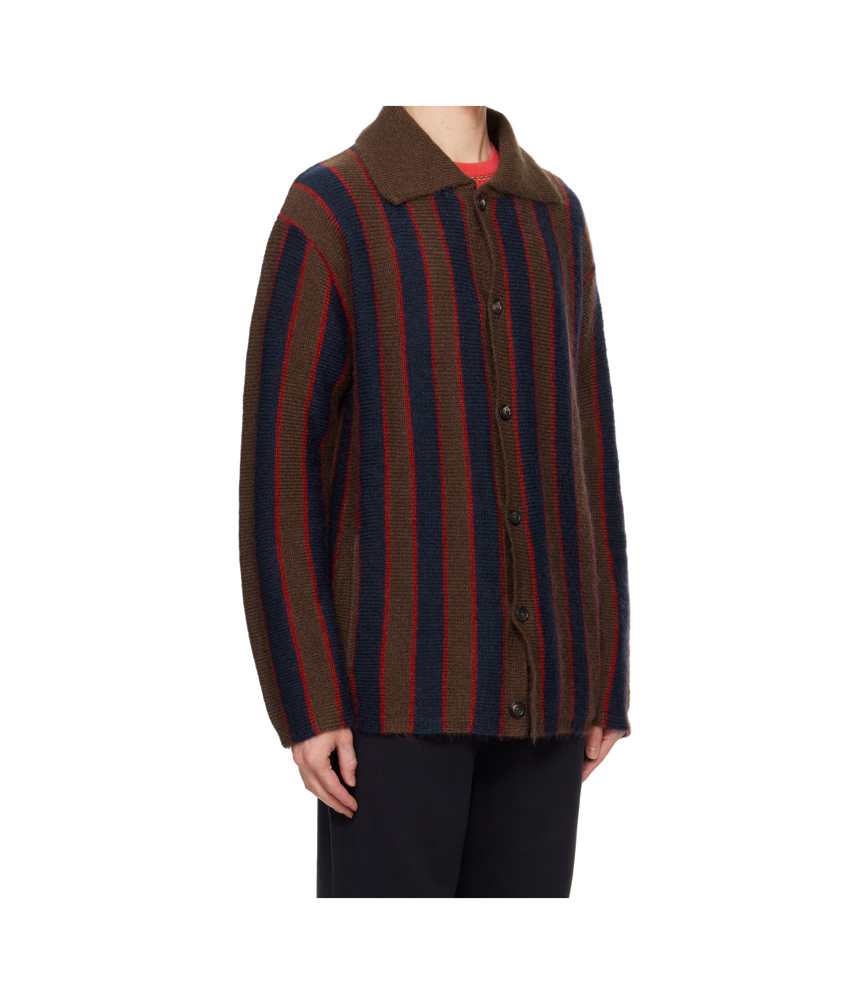 Bode Mohair Stripe Cardigan In Black