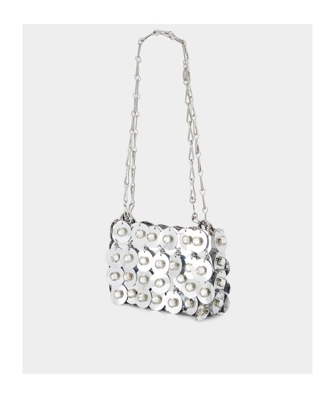 Rabanne Paco  Sparkle Disc Shoulder Bag In Gray