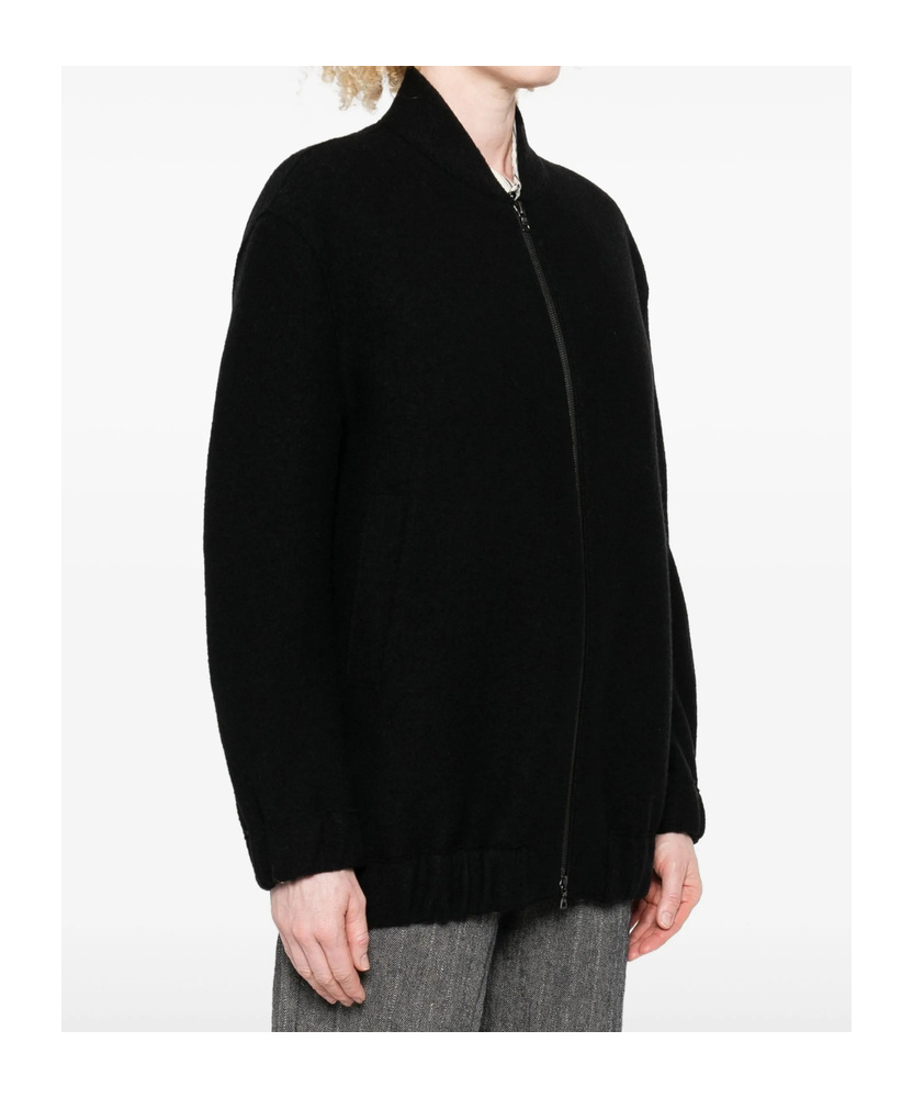 Harris Wharf London Zip-front Balloon-sleeve Jacket In Black