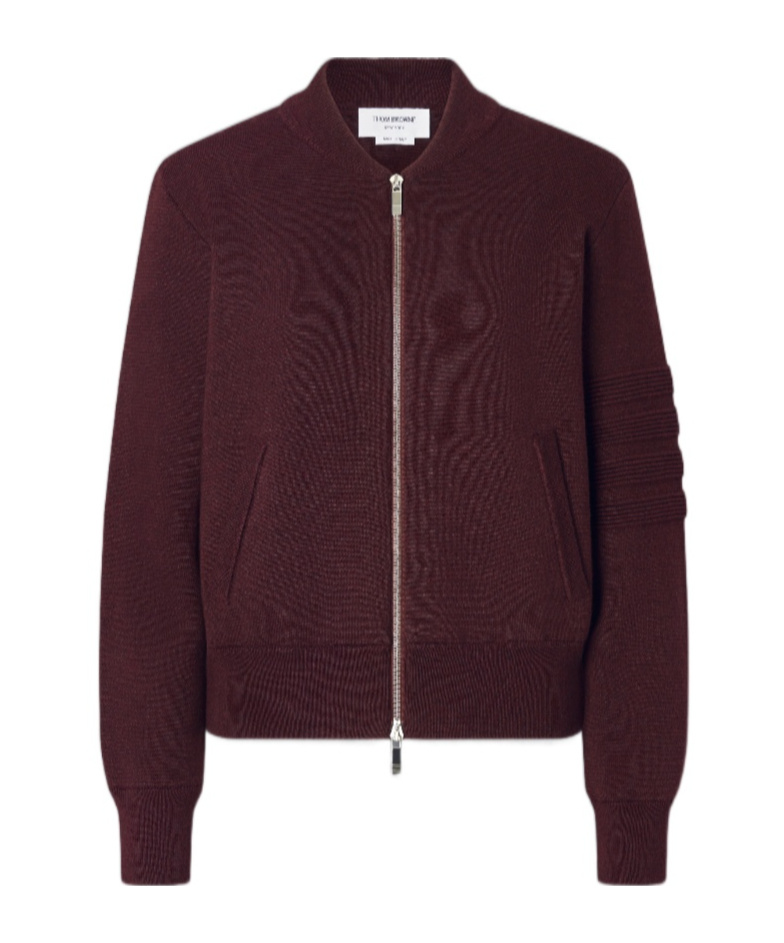 Thom Browne Ottoman Milano Stitch 4-bar Bomber Jacket In Red