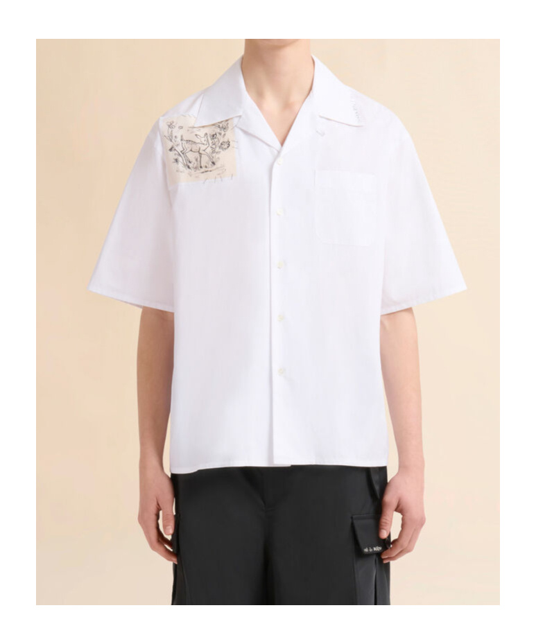Marni Shirt With Applied Print In Lily White