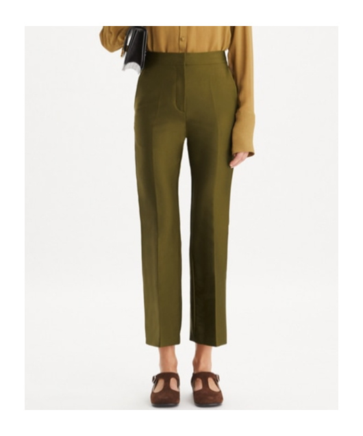 Shop Tory Burch Twill Trouser In Dark Olive