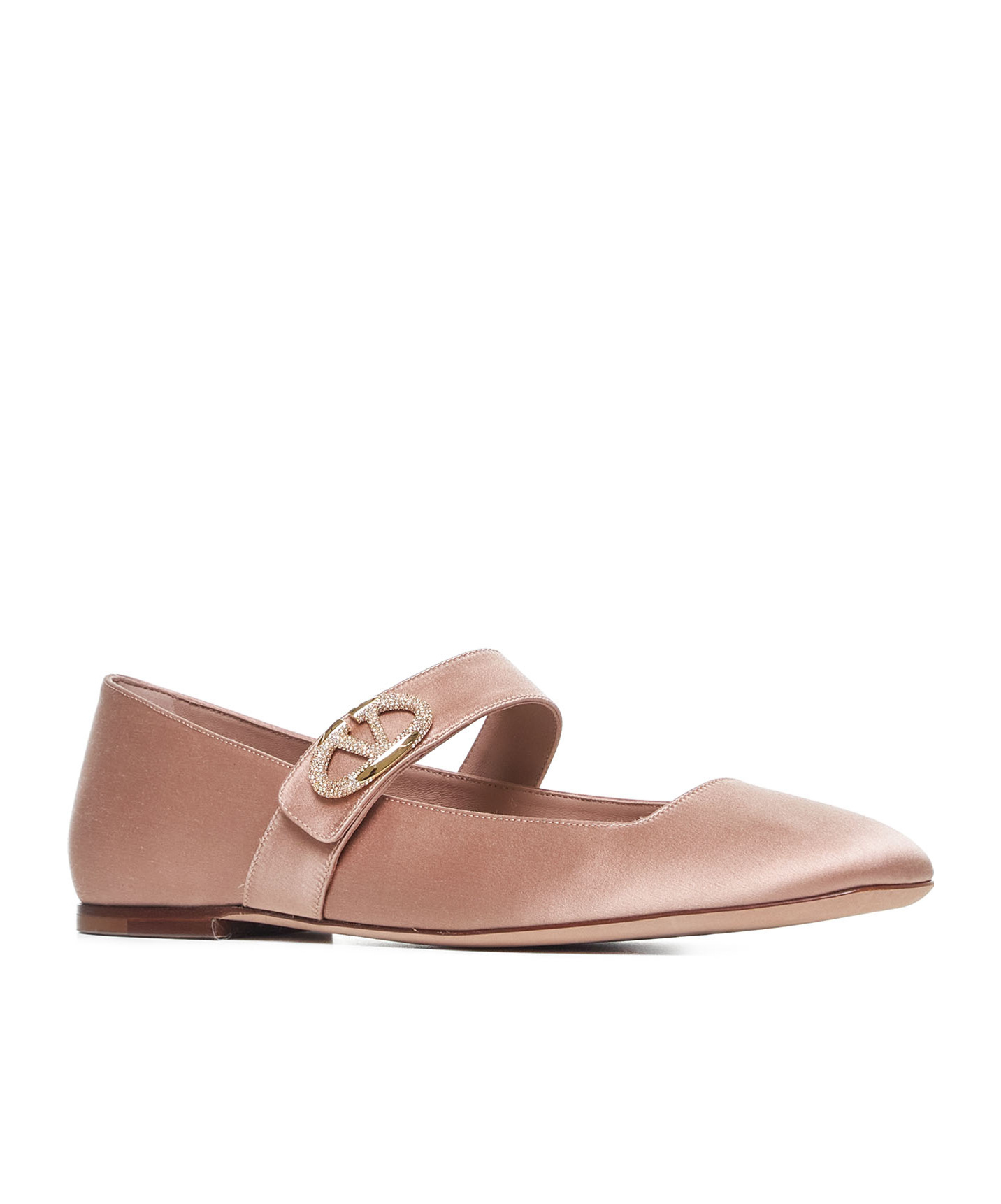 Valentino Garavani Valentino Vlogo Locker Mary-jane Square Toe Ballerina Shoes In Pink