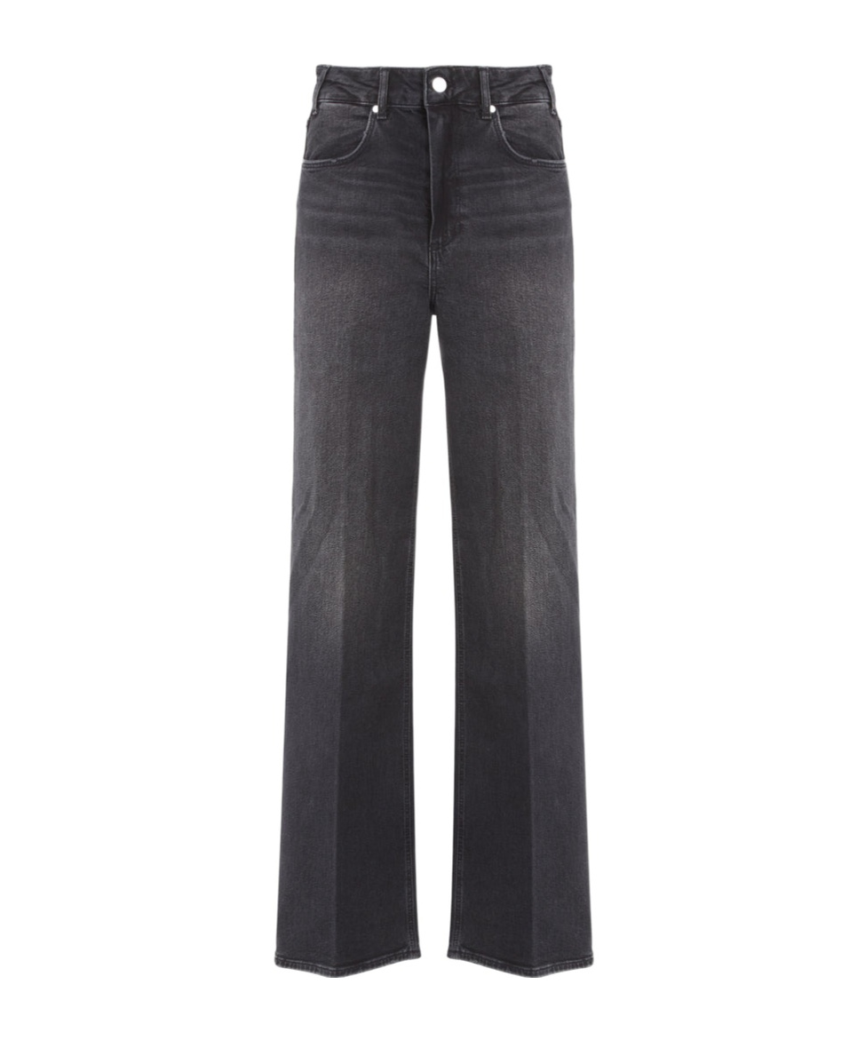 Paige Anessa High Rise Wide Leg Jeans In Viper Black Distressed