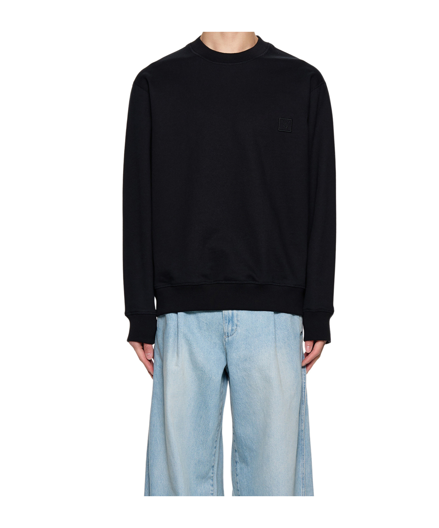 Wooyoungmi Round-collar Long-sleeve Hoodie In Black
