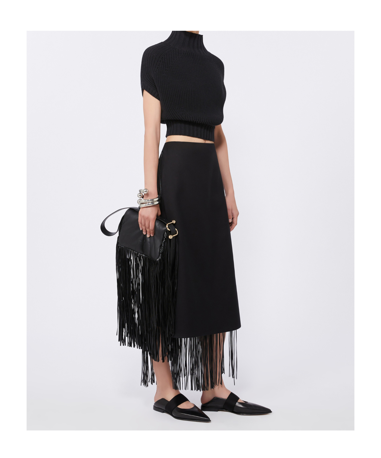 Sportmax Hiberis Fringed Midi Skirt In Black
