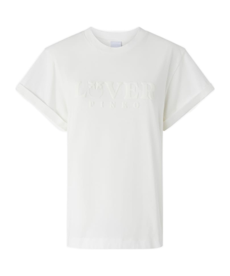 Pinko T-shirt With Metallic Print On Front In White