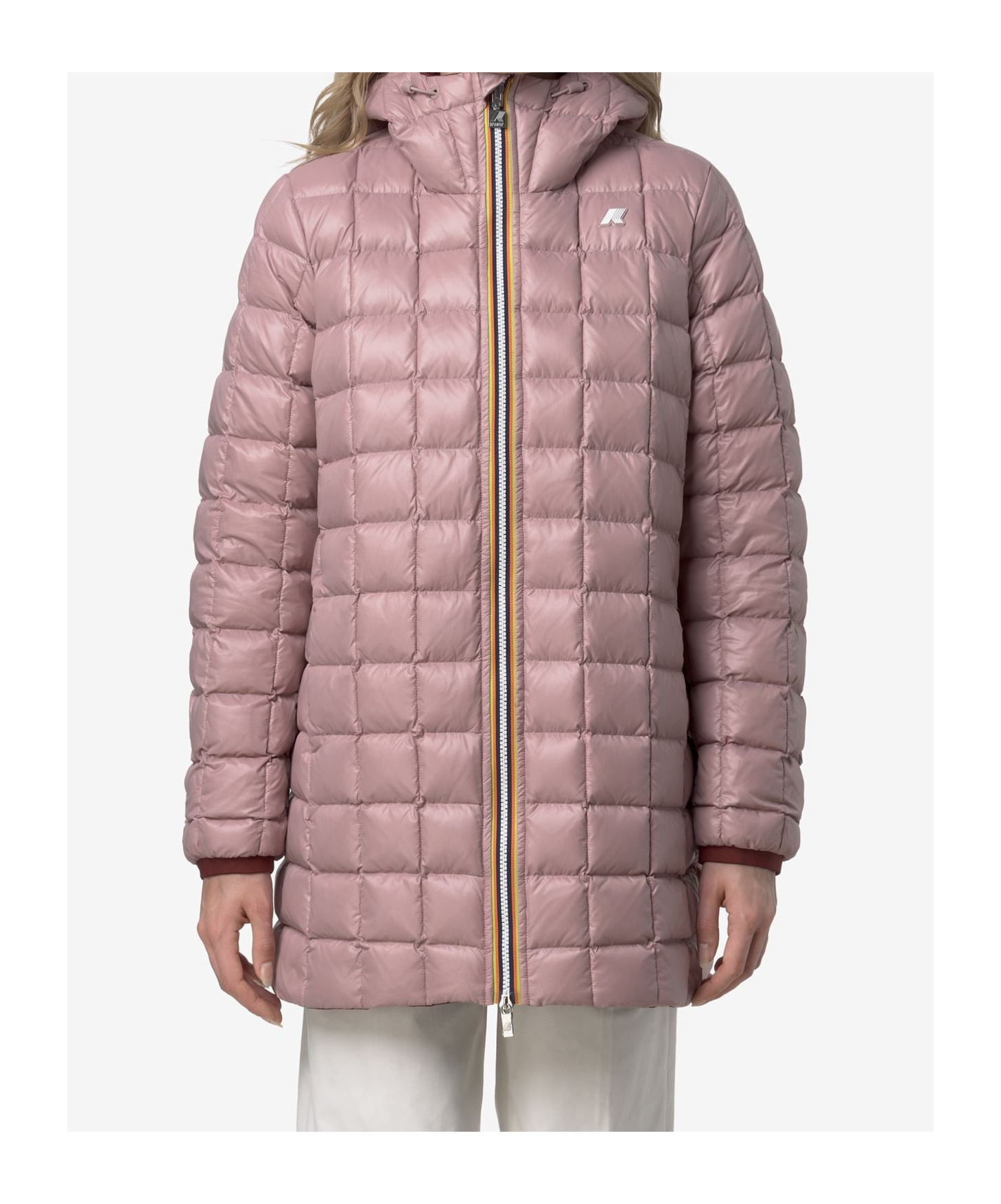 K-way Logo Hooded Down Jacket In Burgundy