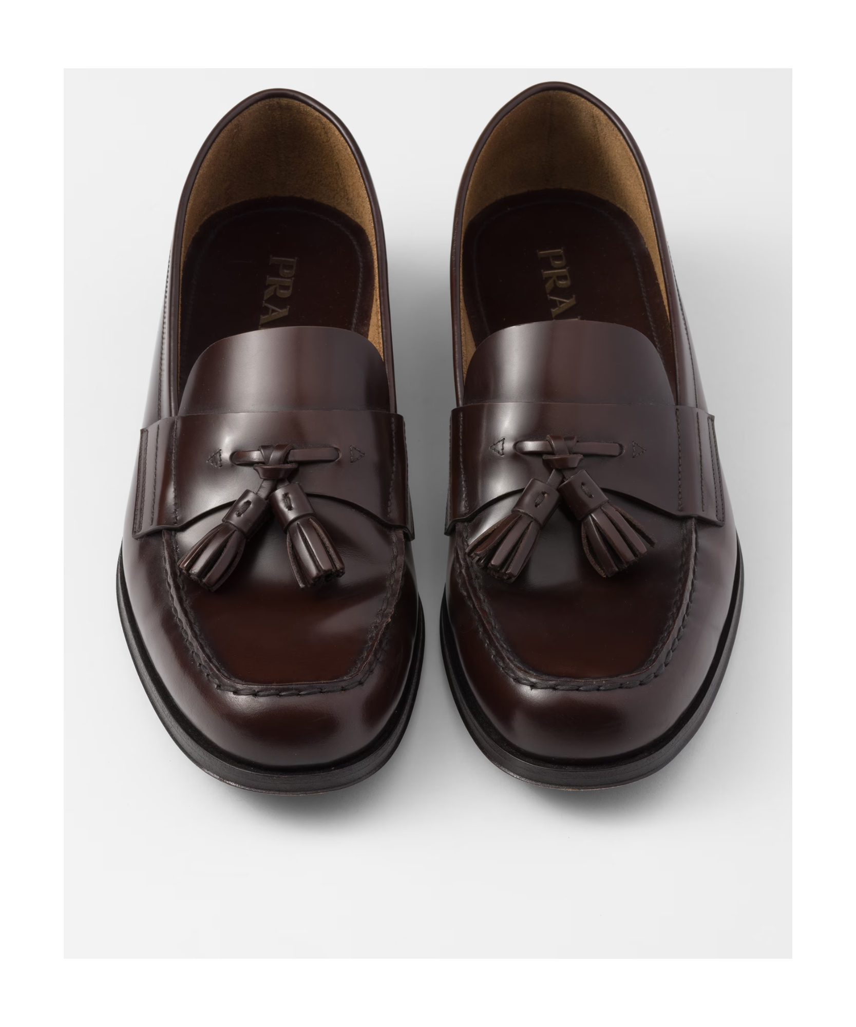 Prada Brushed Leather Platform Loafers In Black