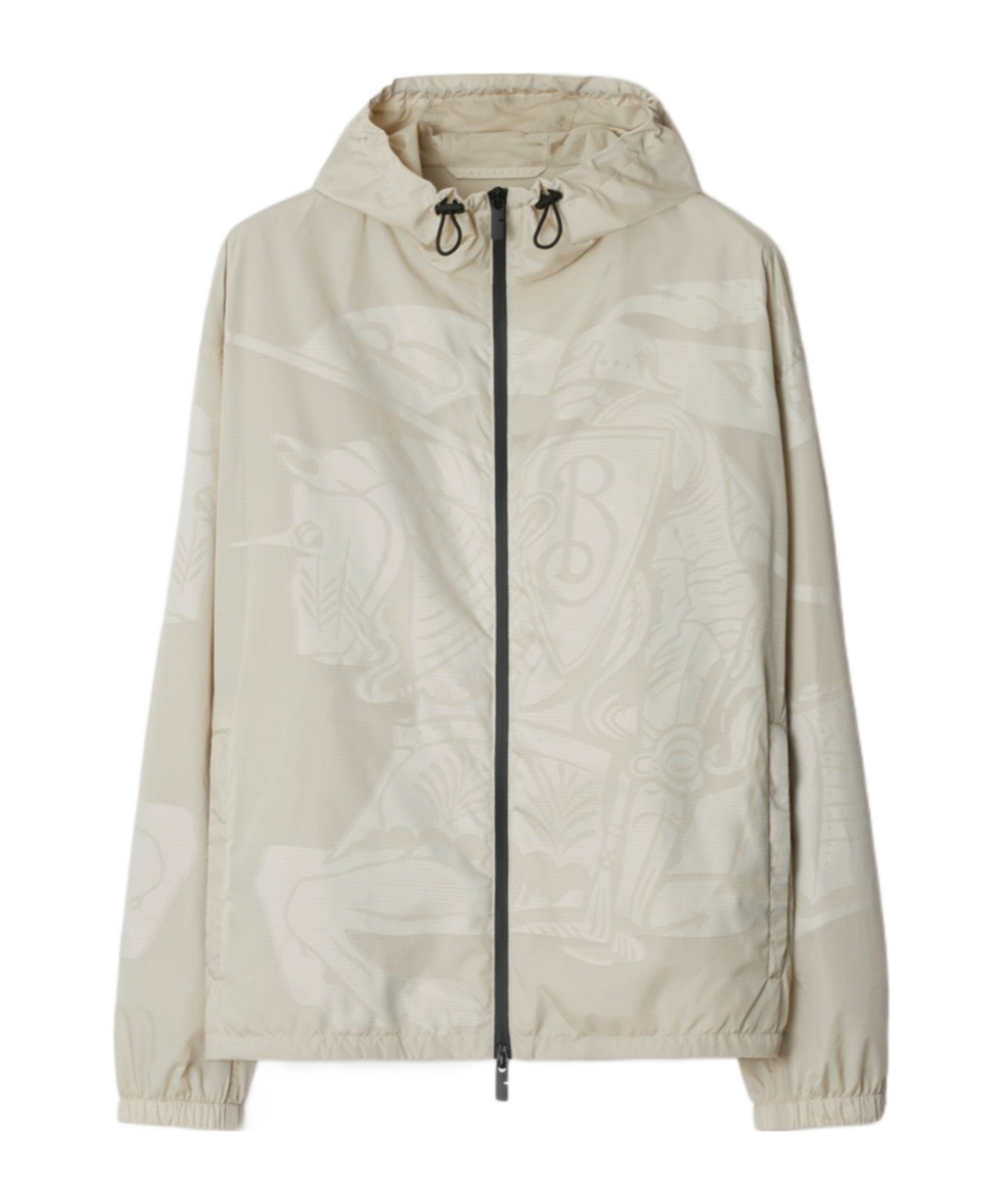 Burberry Equestrian Knight Logo Nylon Coat In Nude