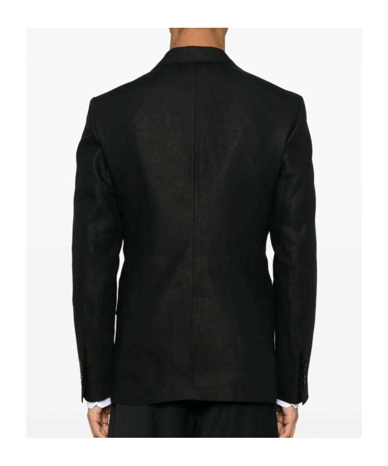 Dolce & Gabbana Double-breasted Linen Blazer In Black