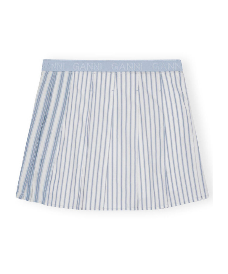 Ganni Striped Pleated Mini Skirt In White