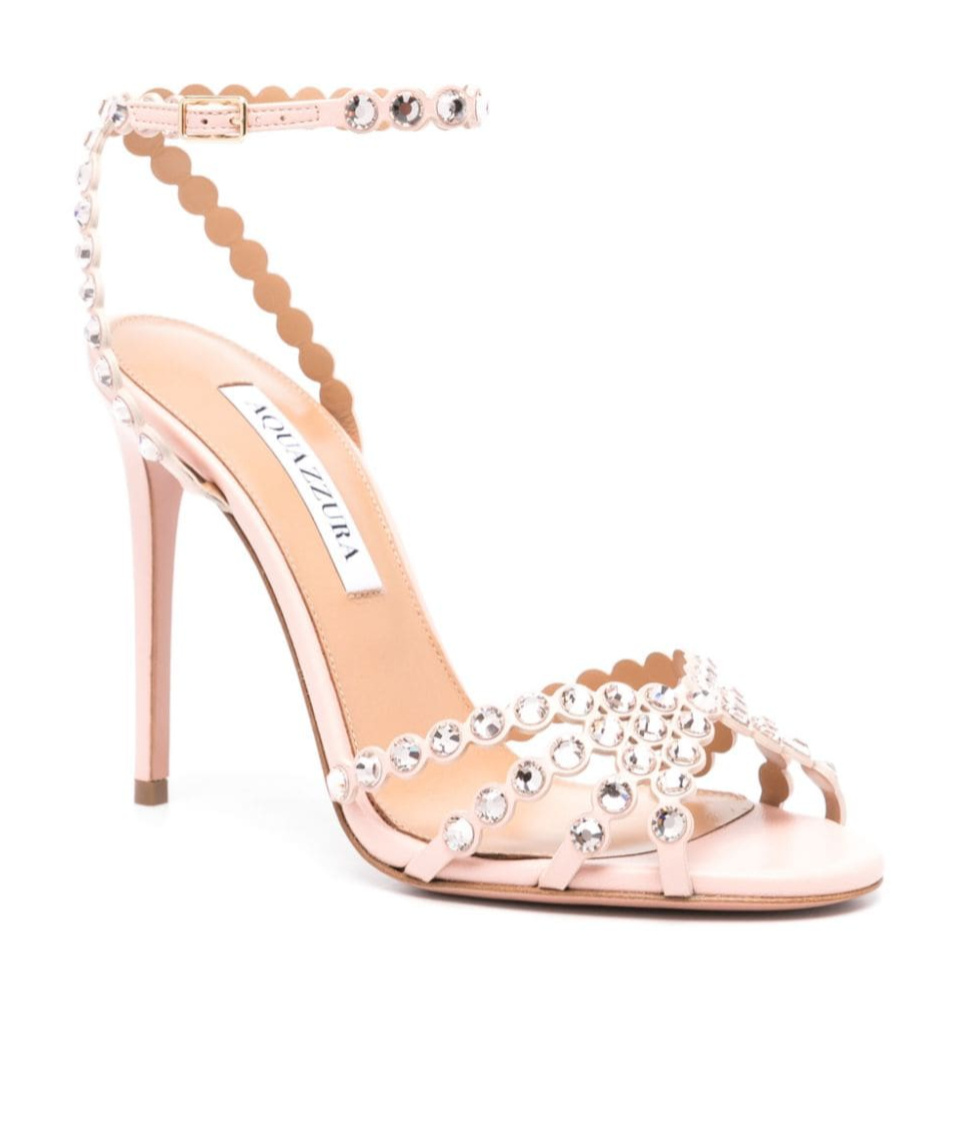 Aquazzura Tequila 85mm Crystal-embellished Sandals In Nude