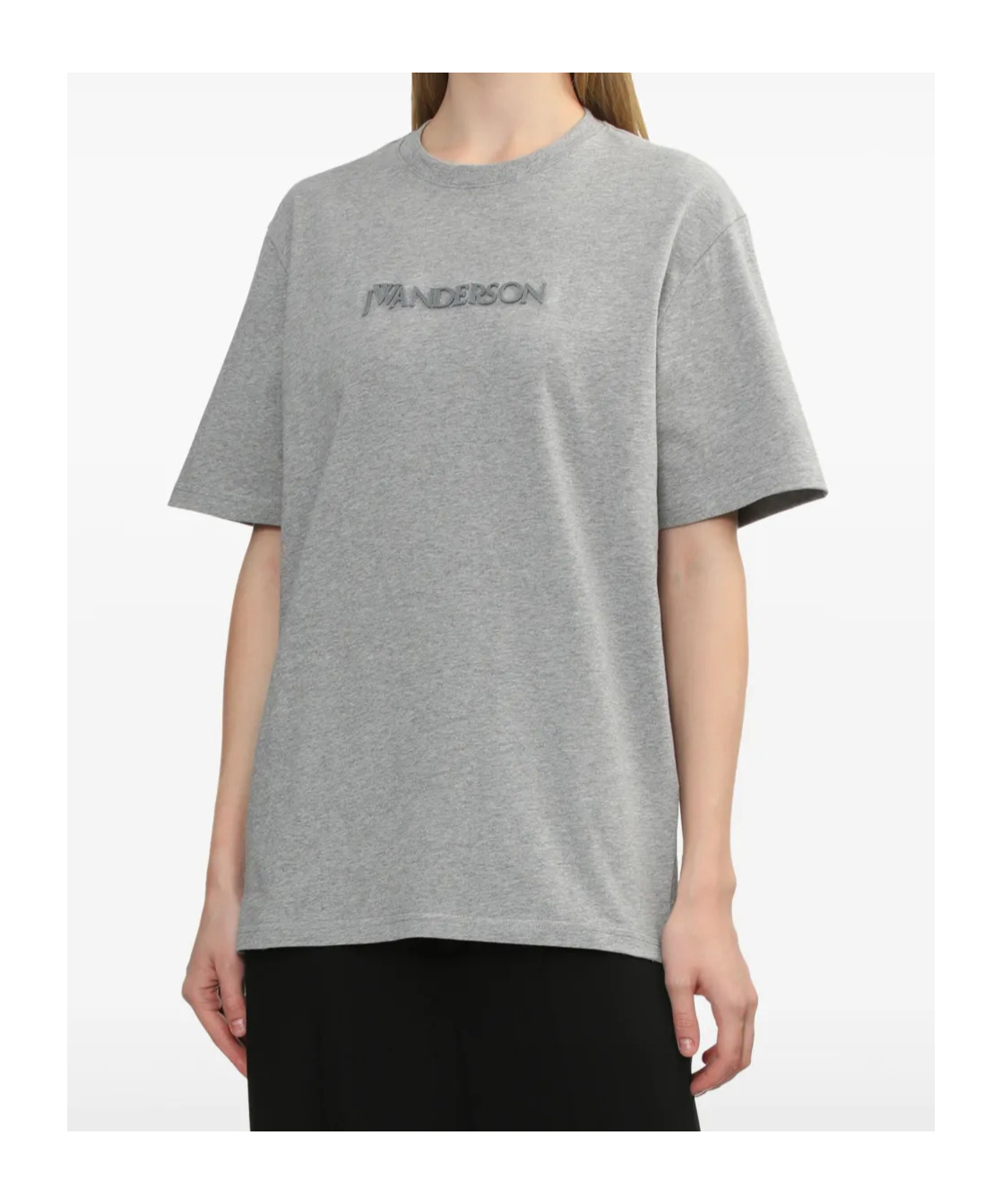 Jw Anderson Gray Flocked Logo T-shirt In Gray