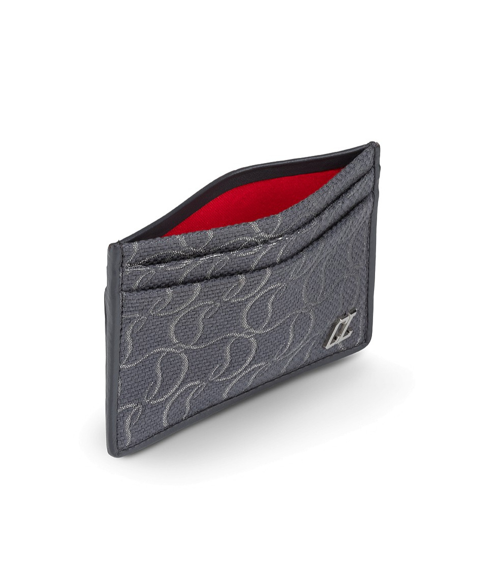 Christian Louboutin Kios Jacquard Monogram Card Holder In Black