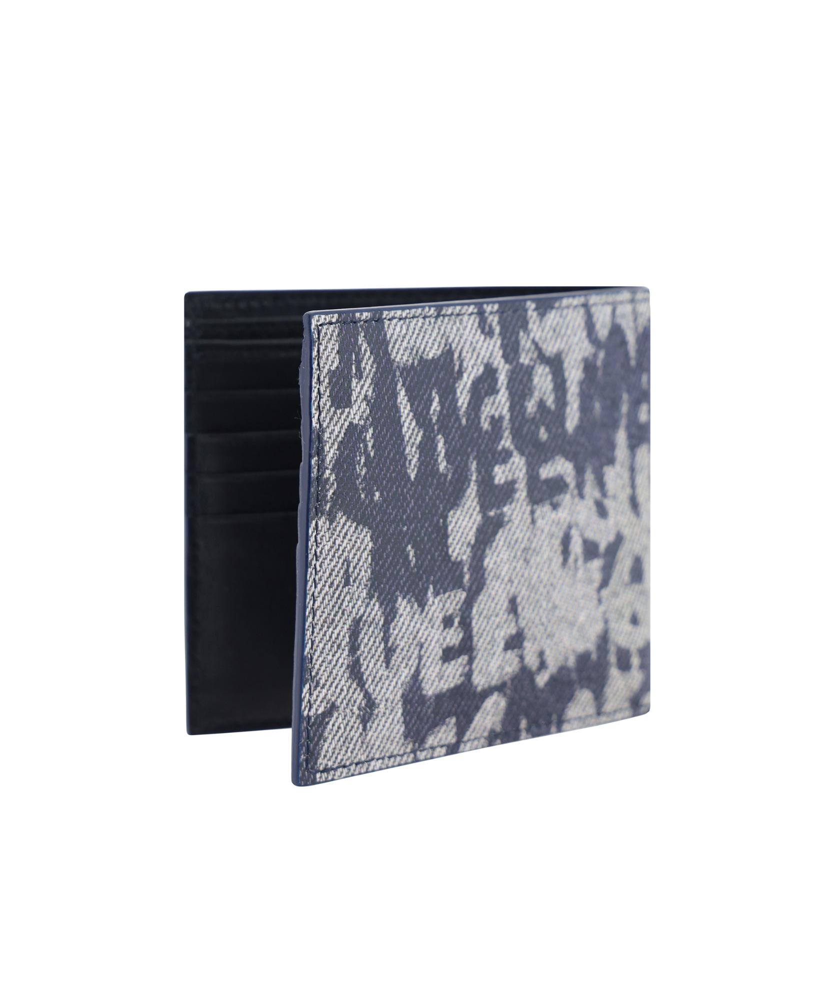 Alexander Mcqueen Graffiti Logo-print Bi-fold Wallet In Gray