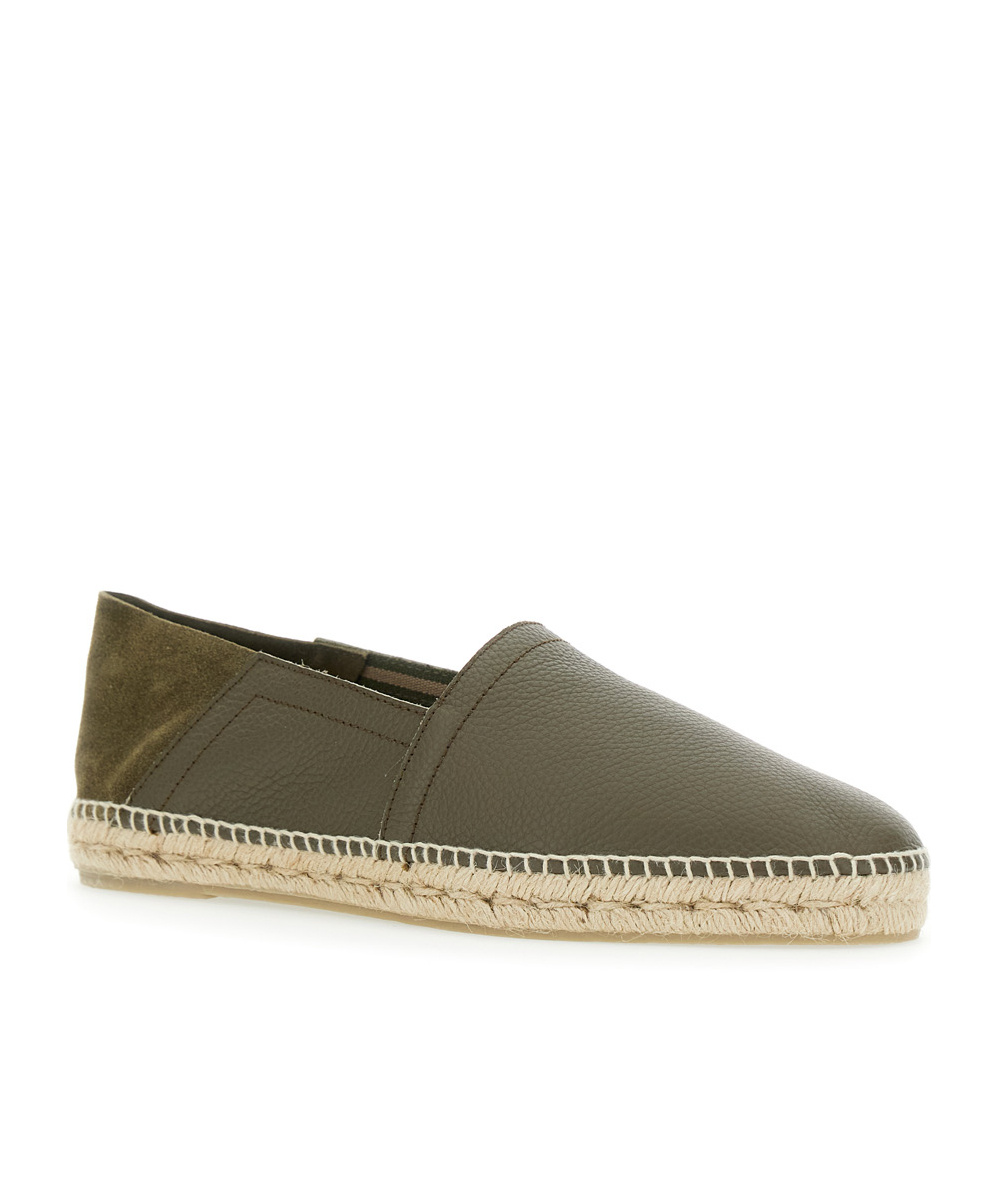Castaã±er 'polo' Green Espadrillas With Braided Raphia Sole In Brown