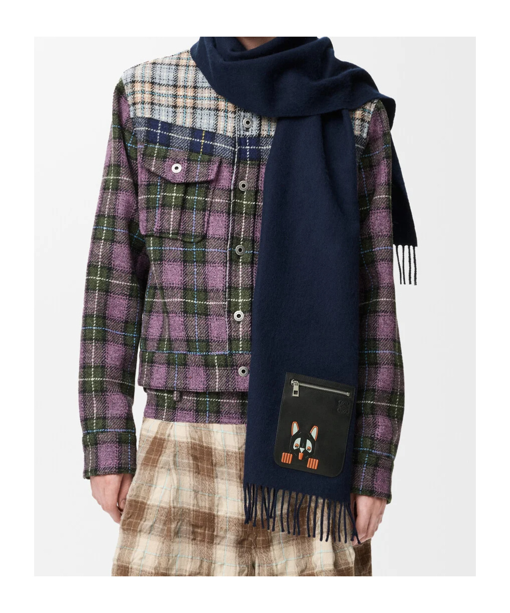 Loewe Scarf In Wool And Cashmere In Blue