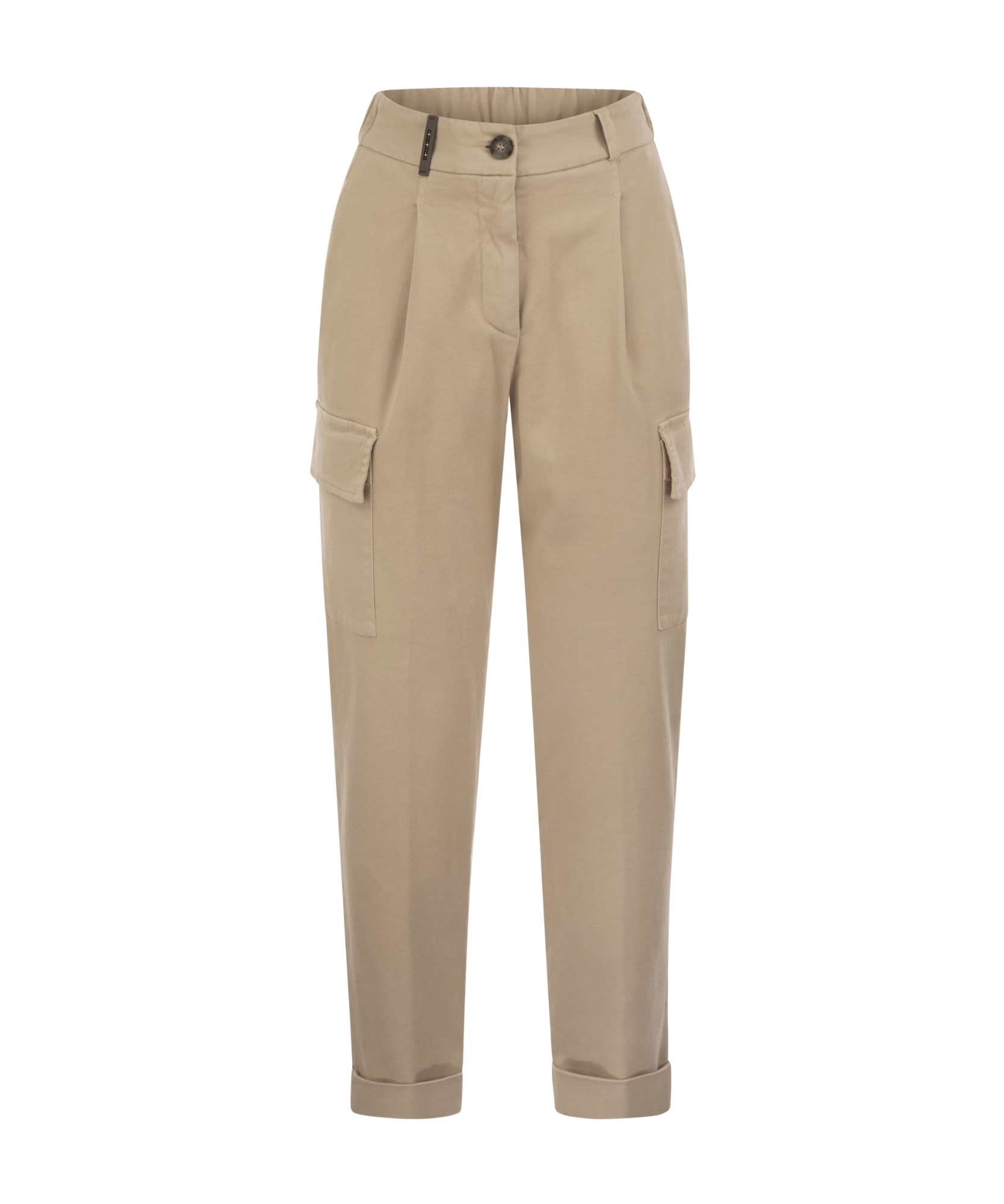 Shop Peserico Cargo Carrot Trousers In Cotton Gabardine In Nude