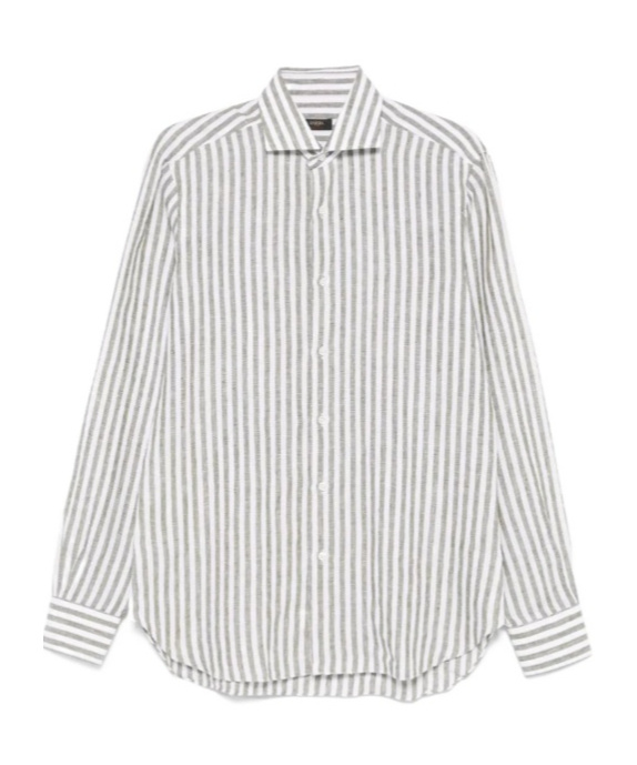 Barba Napoli Barba Brown And White Striped Shirt In White