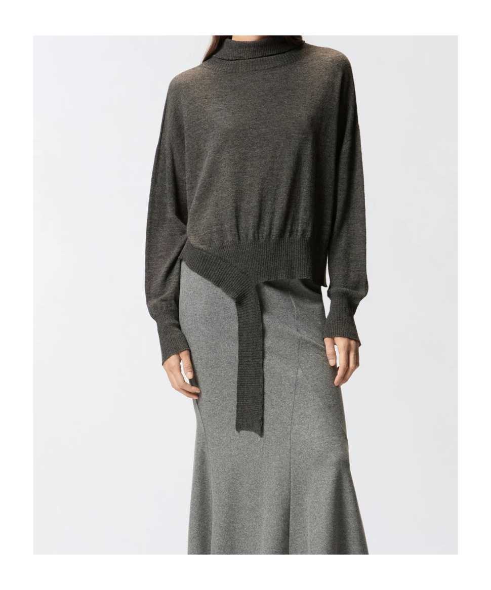 Pinko Knit Polo-neck Sweater In Gray