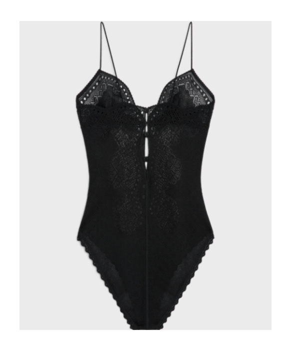 Celine Hollowed-out Underwear Type Jumpsuit In Black