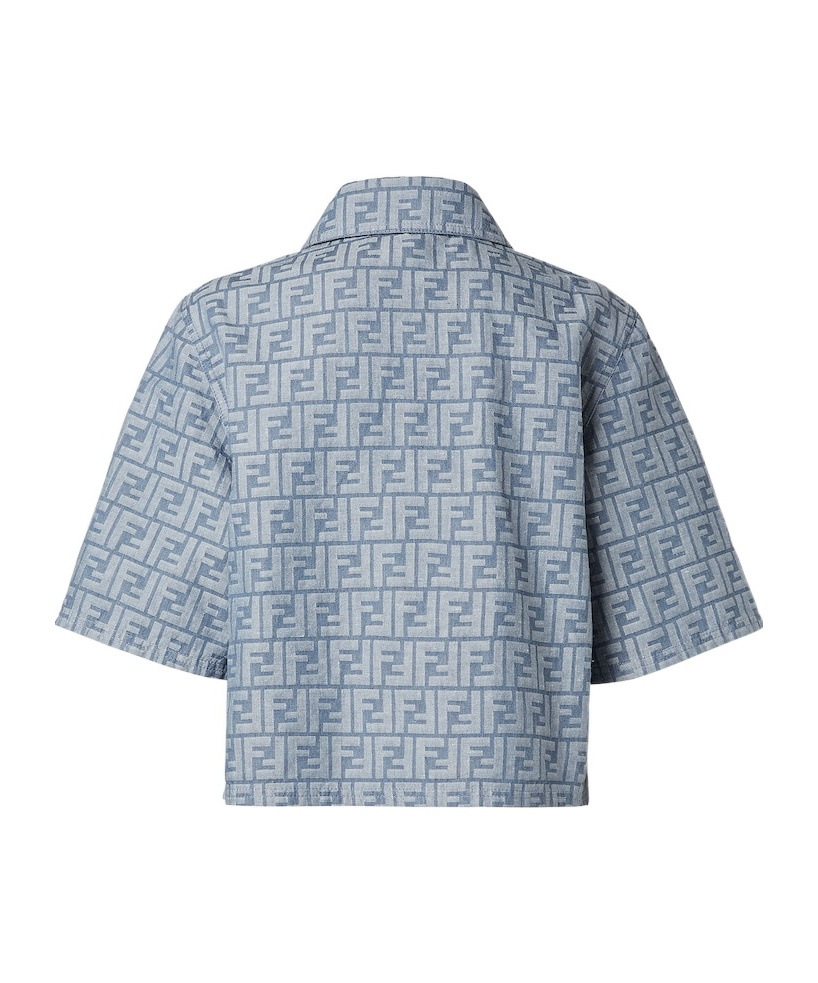 Fendi Blue Ff Chambray Jacket In Blue