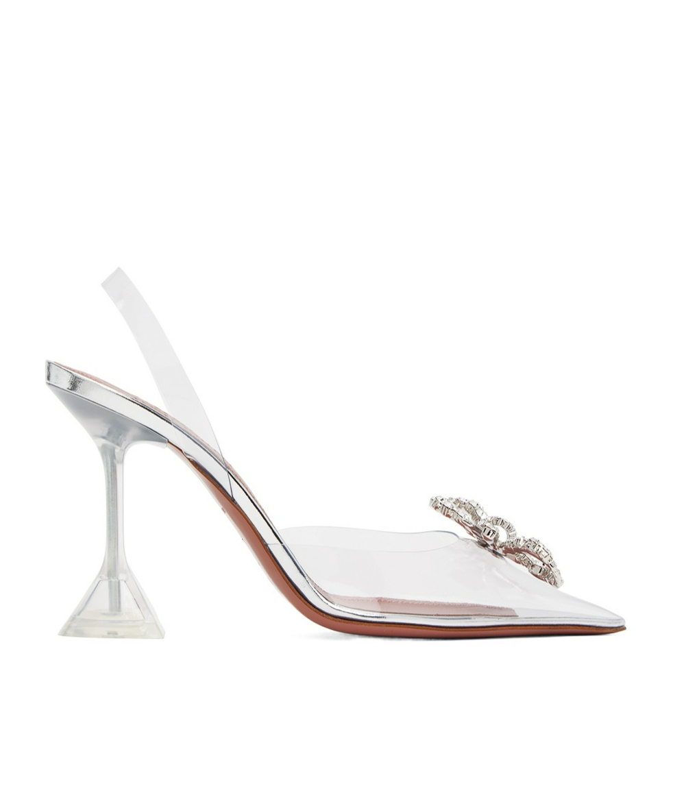 Amina Muaddi Open-heeled Pointed High Heels In Multicolor