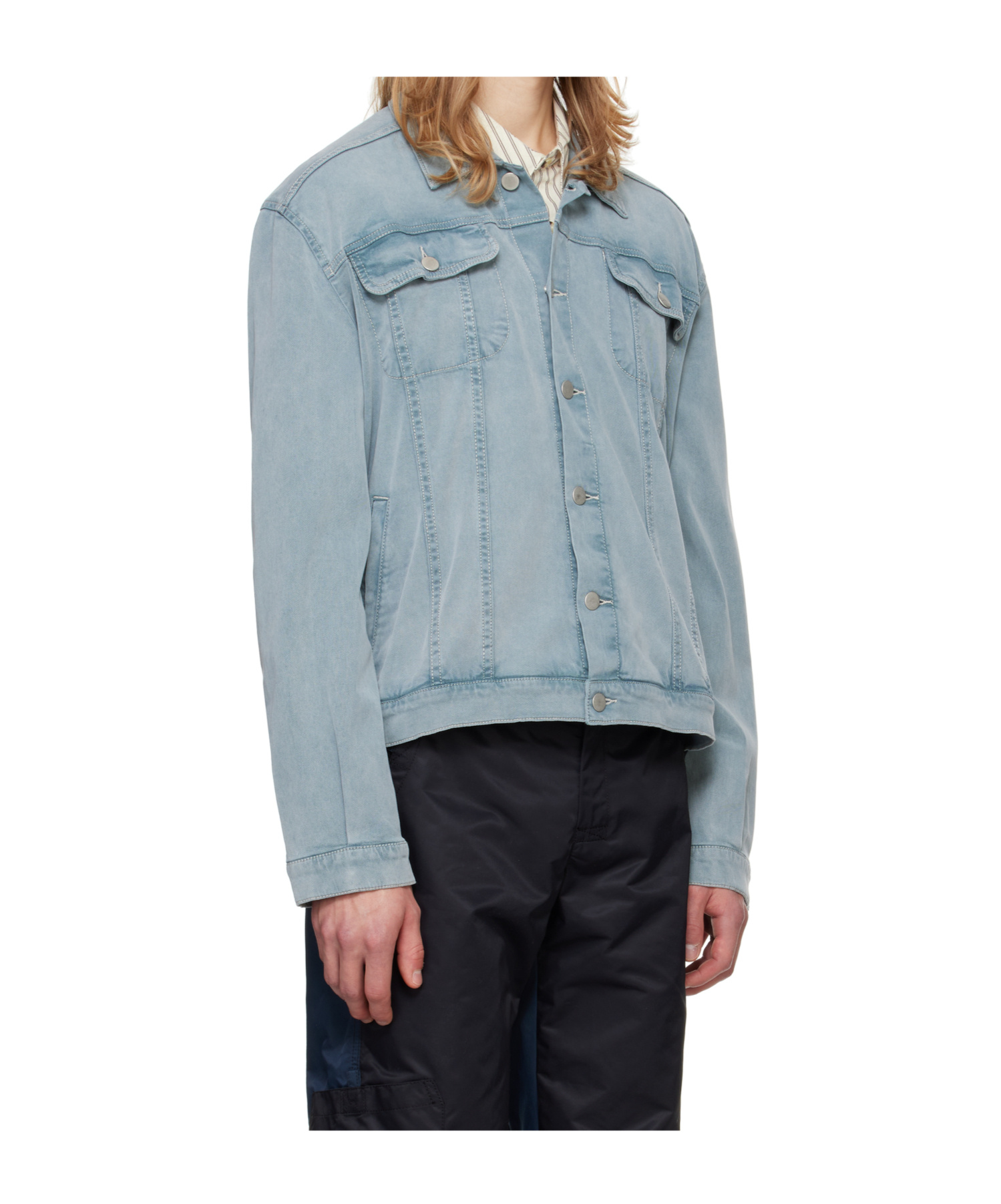 Gimaguas Lapel Denim Jacket In Blue