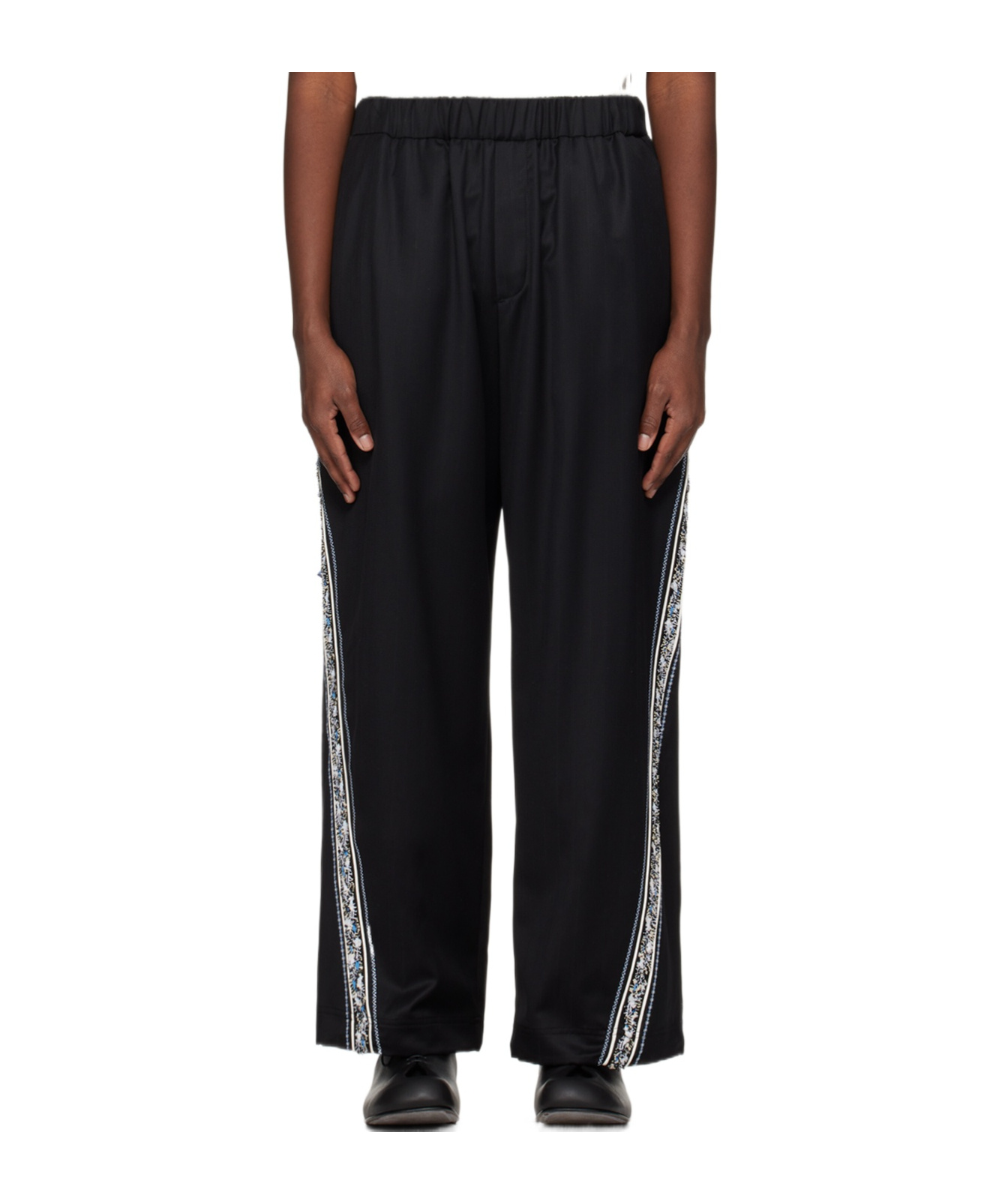Ader Error Striped Logo Casual Pants In Black
