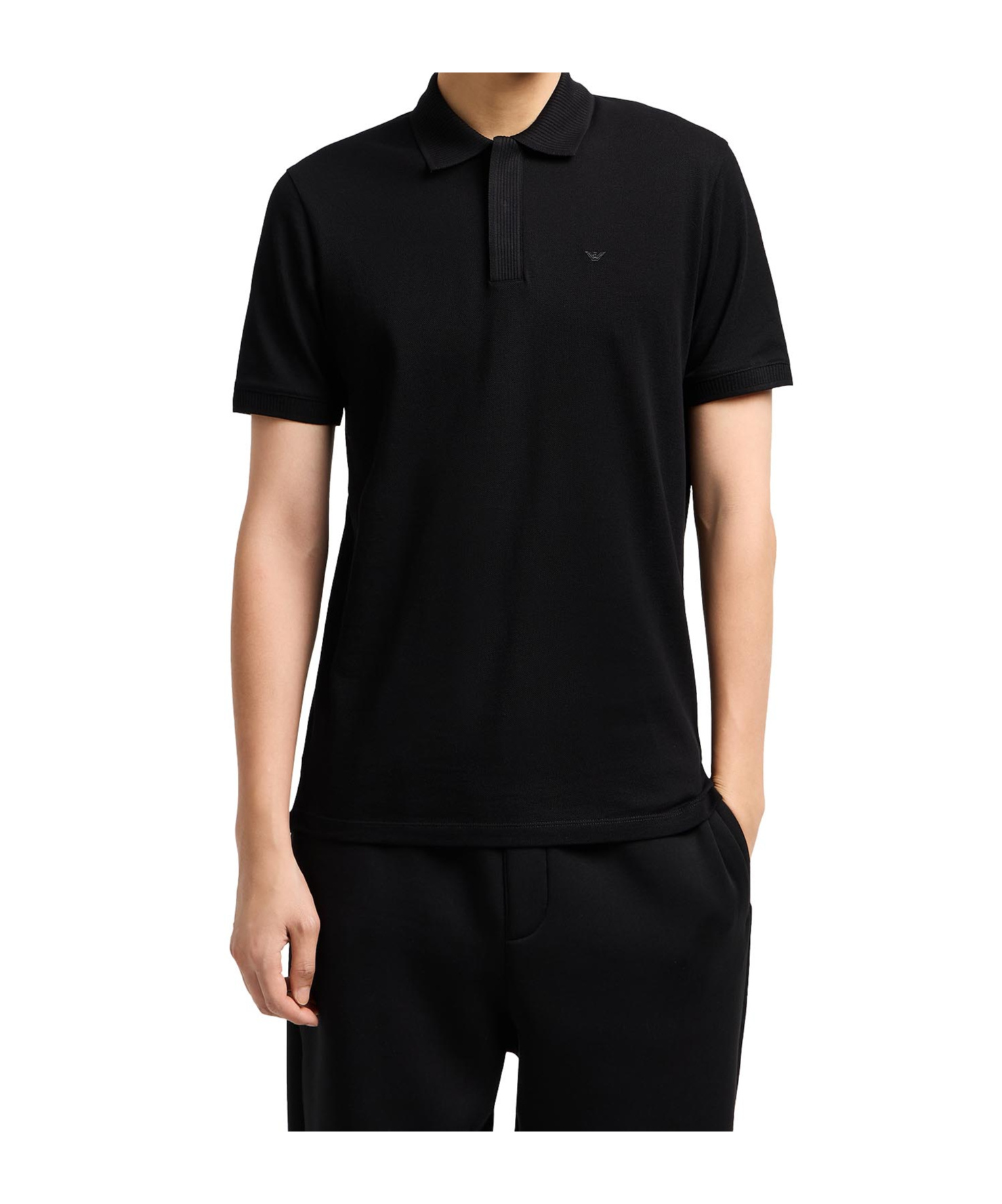 Emporio Armani Cotton Polo Shirt In Black
