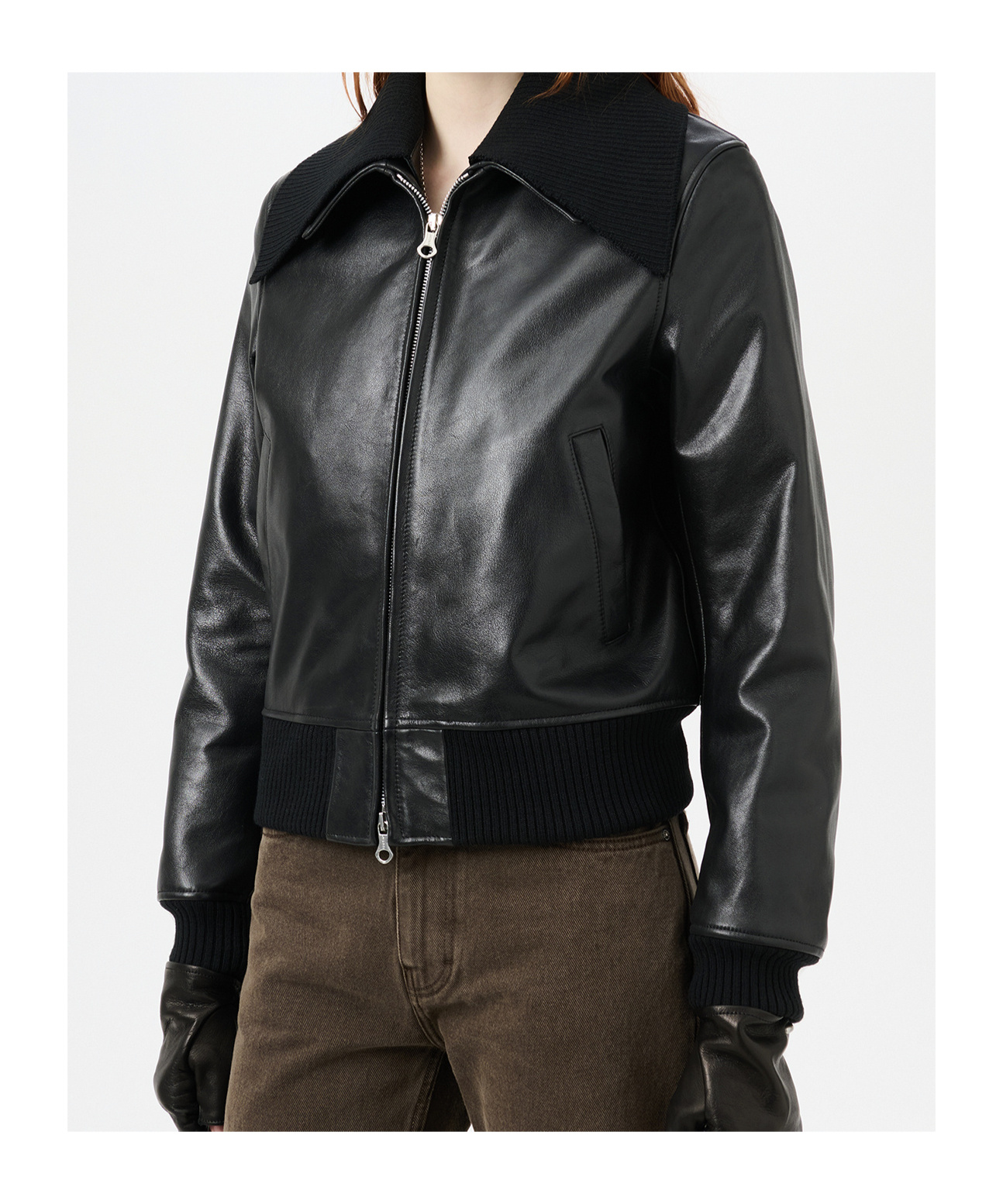 Our Legacy Long Sleeve Leather Jacket In Black