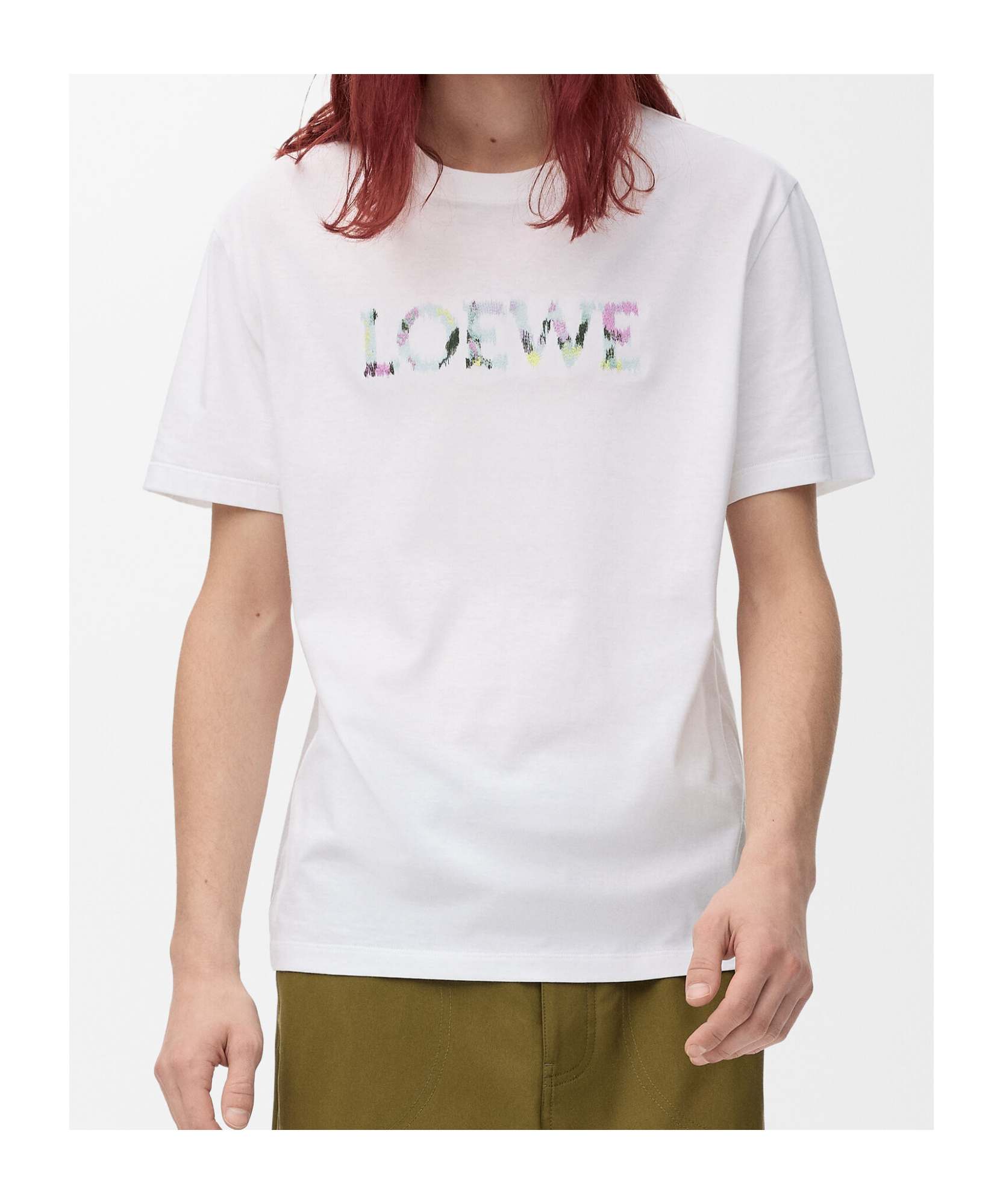 Loewe Logo-embroidered Cotton-jersey T-shirt In White