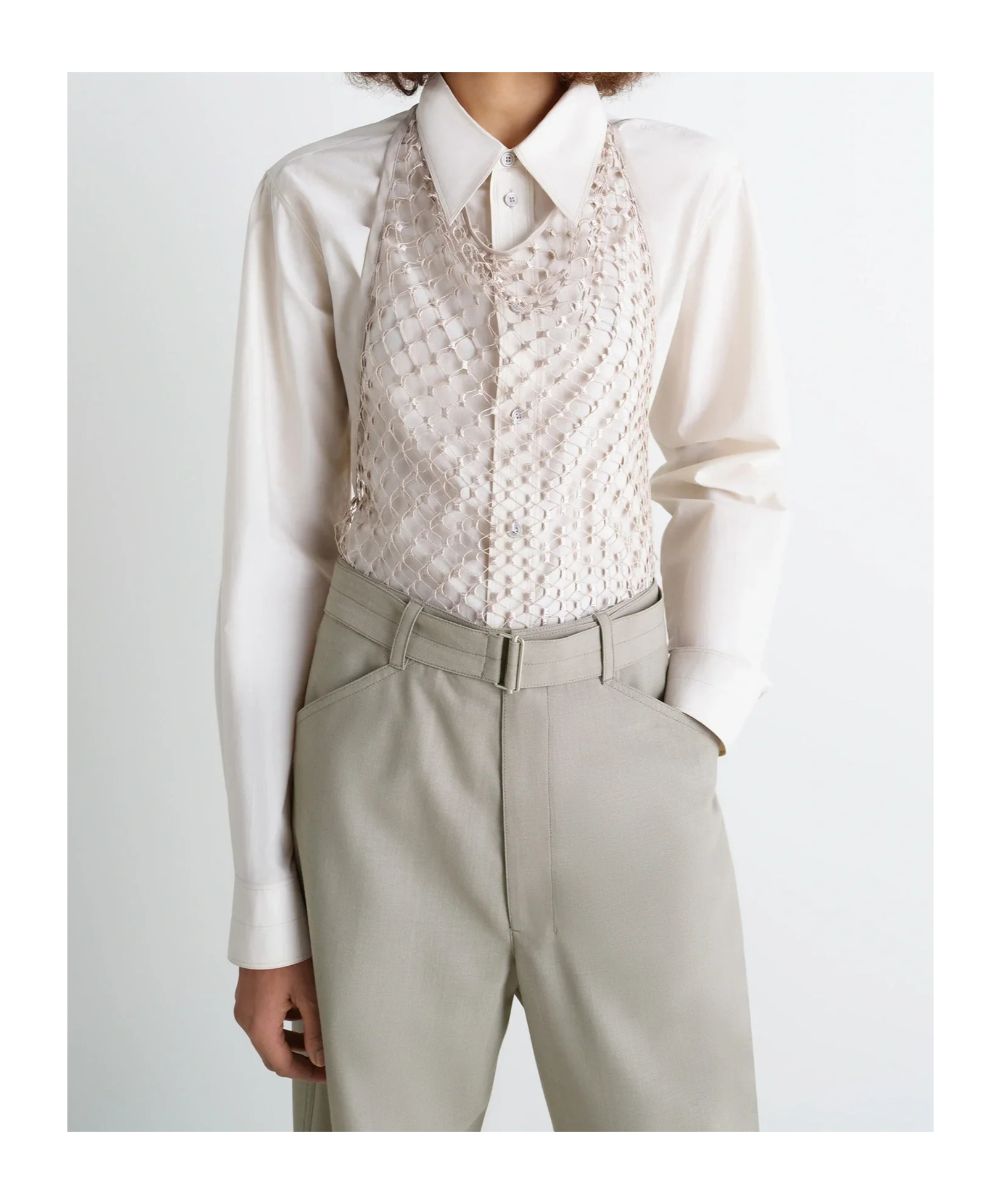 Lemaire Fishnet Halter Top In Neutral