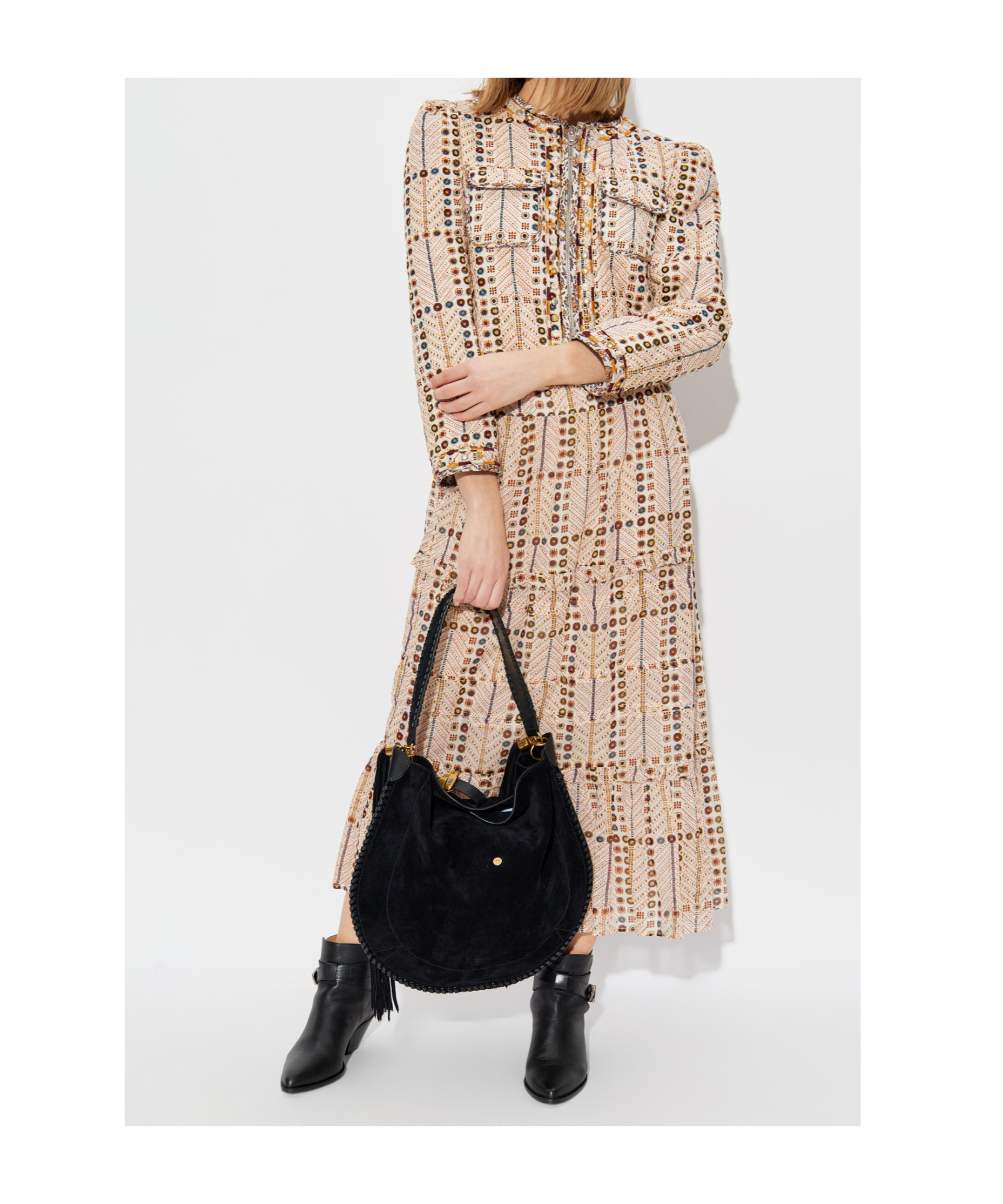 Isabel Marant Étoile Tiered Beige Skirt With Ruffled Hems In Nude