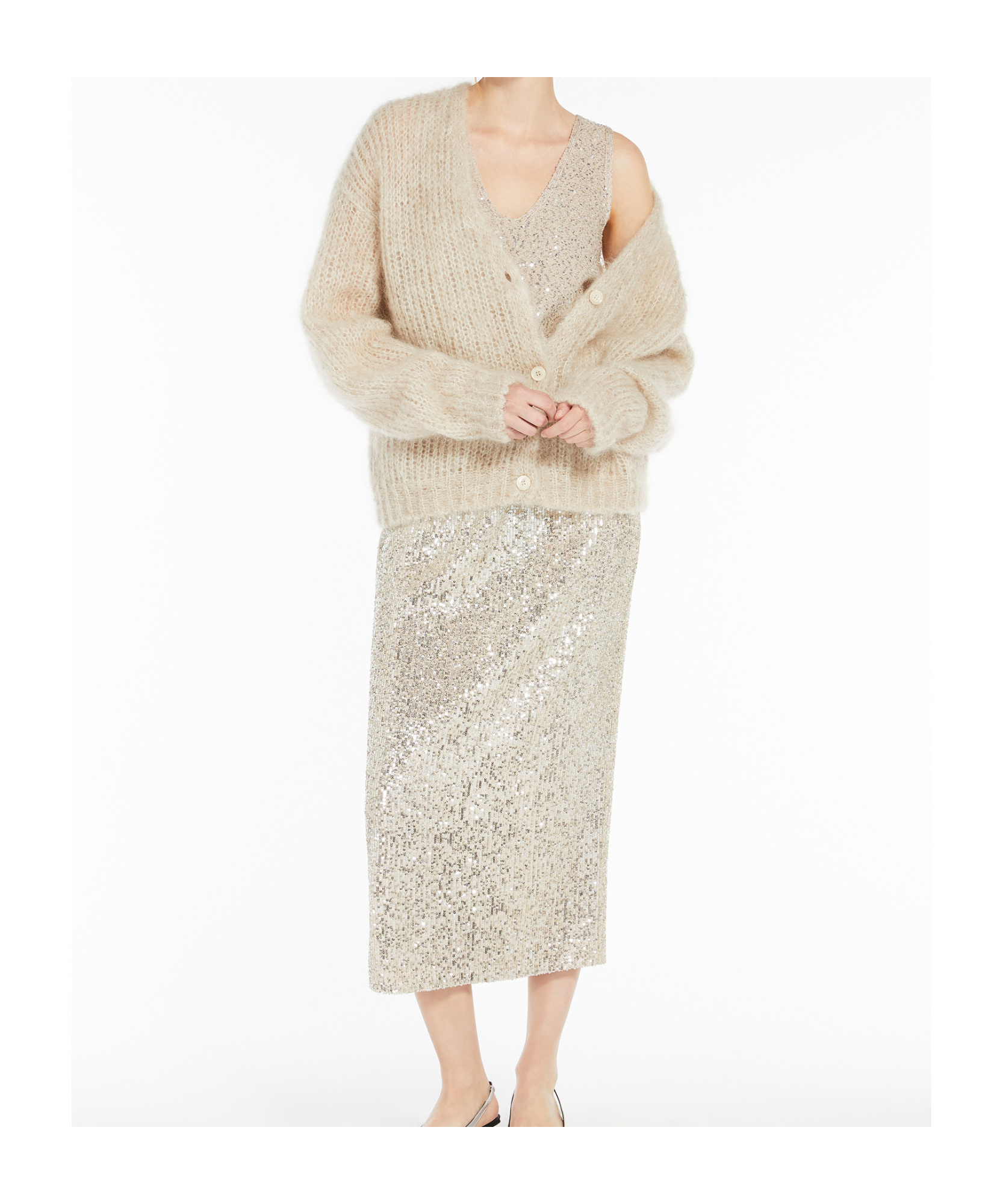 Weekend Max Mara Mohair Cardigan In Nude