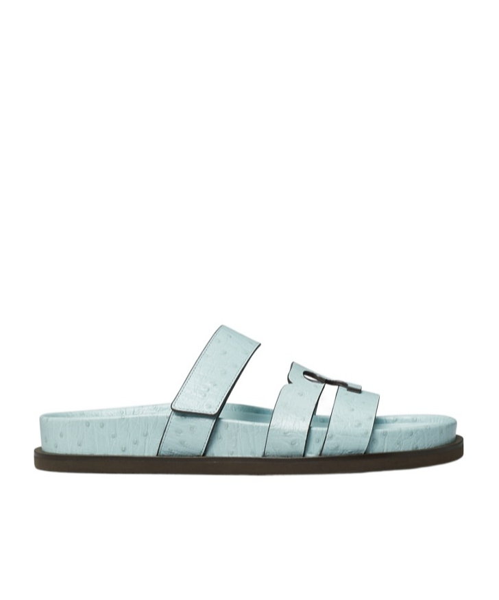 Tory Burch 'ines' Blue Sandals With Patch Logo On The Front In Green