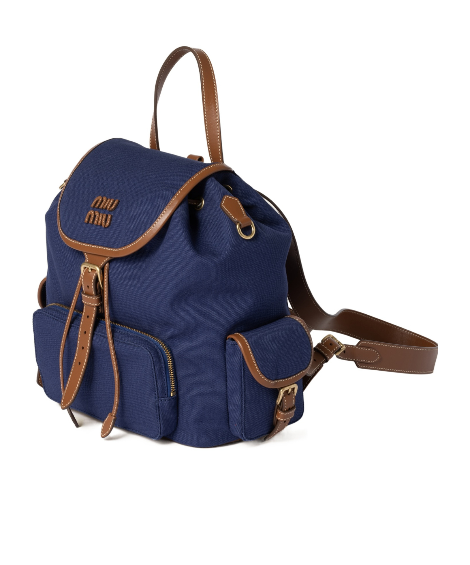 MIU MIU CANVAS AND LEATHER BACKPACK