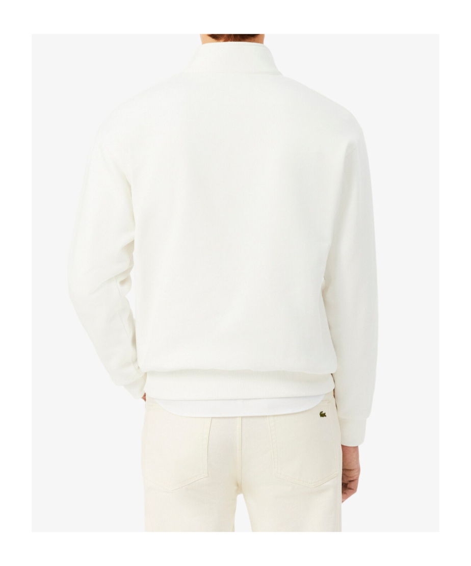 Lacoste Logo-patch Half-zip Sweatshirt In White